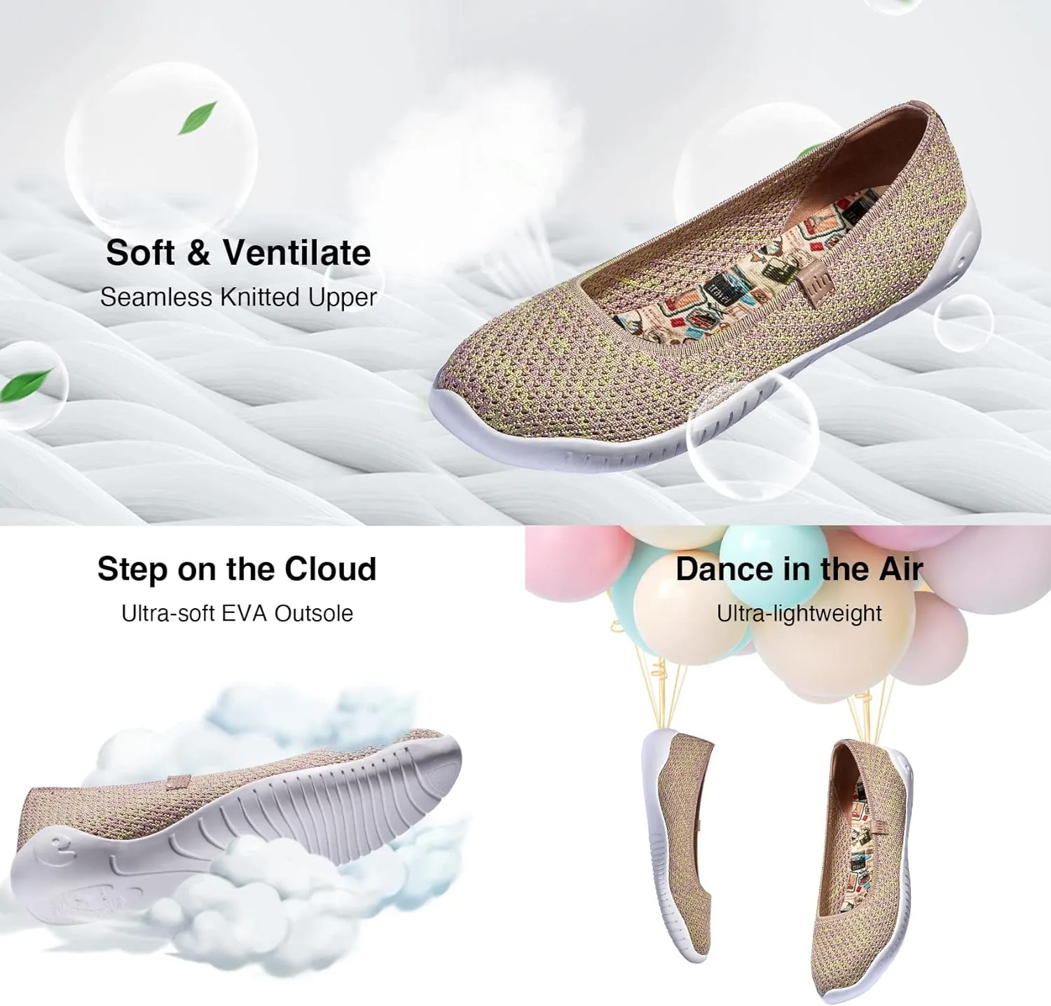 UIN Women's Art Painted Ballet Flats Slip On Pointed Toe Casual Lightweight Comfort Travel Walking Shoes Menorca Series