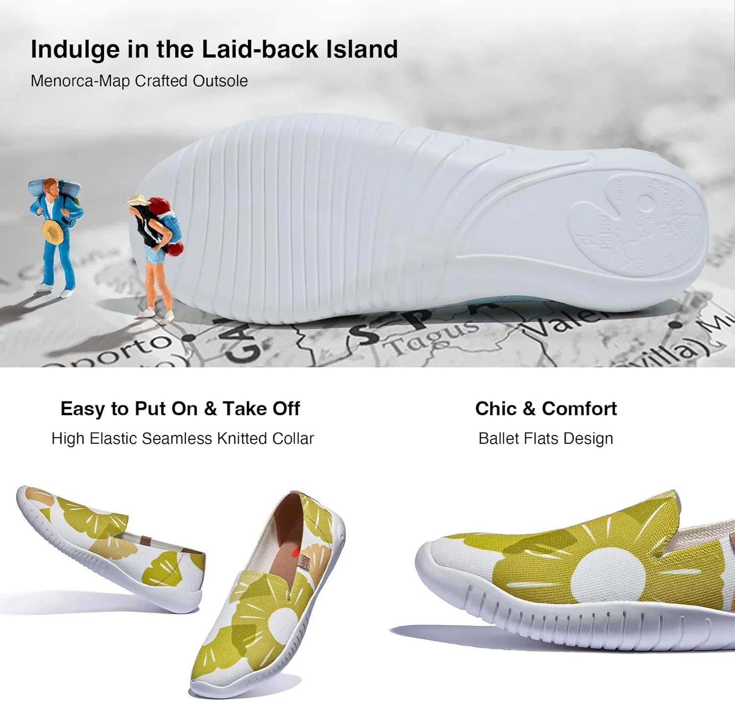 UIN Women's Art Painted Ballet Flats Slip On Pointed Toe Casual Lightweight Comfort Travel Walking Shoes Menorca Series