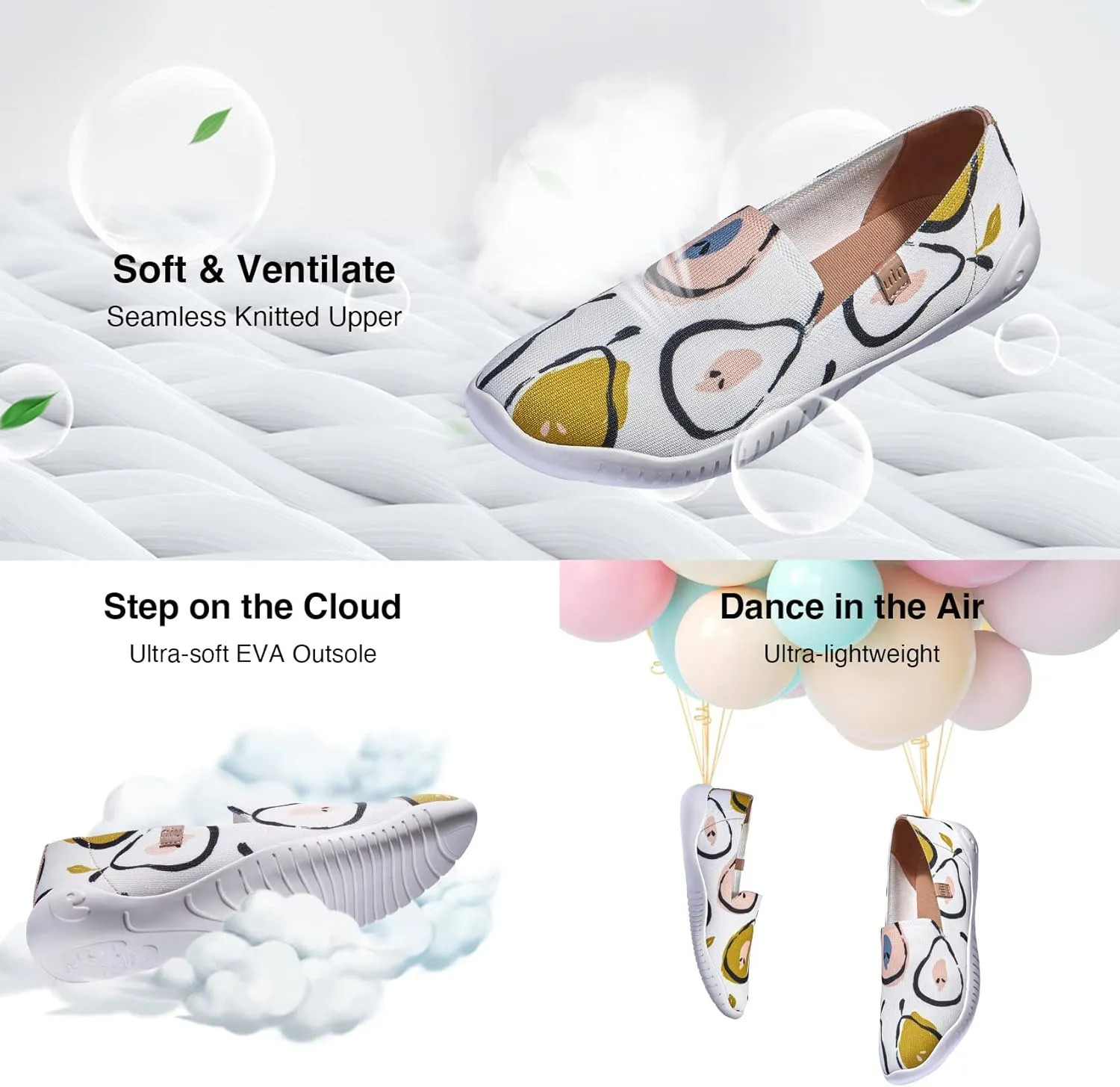 UIN Women's Art Painted Ballet Flats Slip On Pointed Toe Casual Lightweight Comfort Travel Walking Shoes Menorca Series