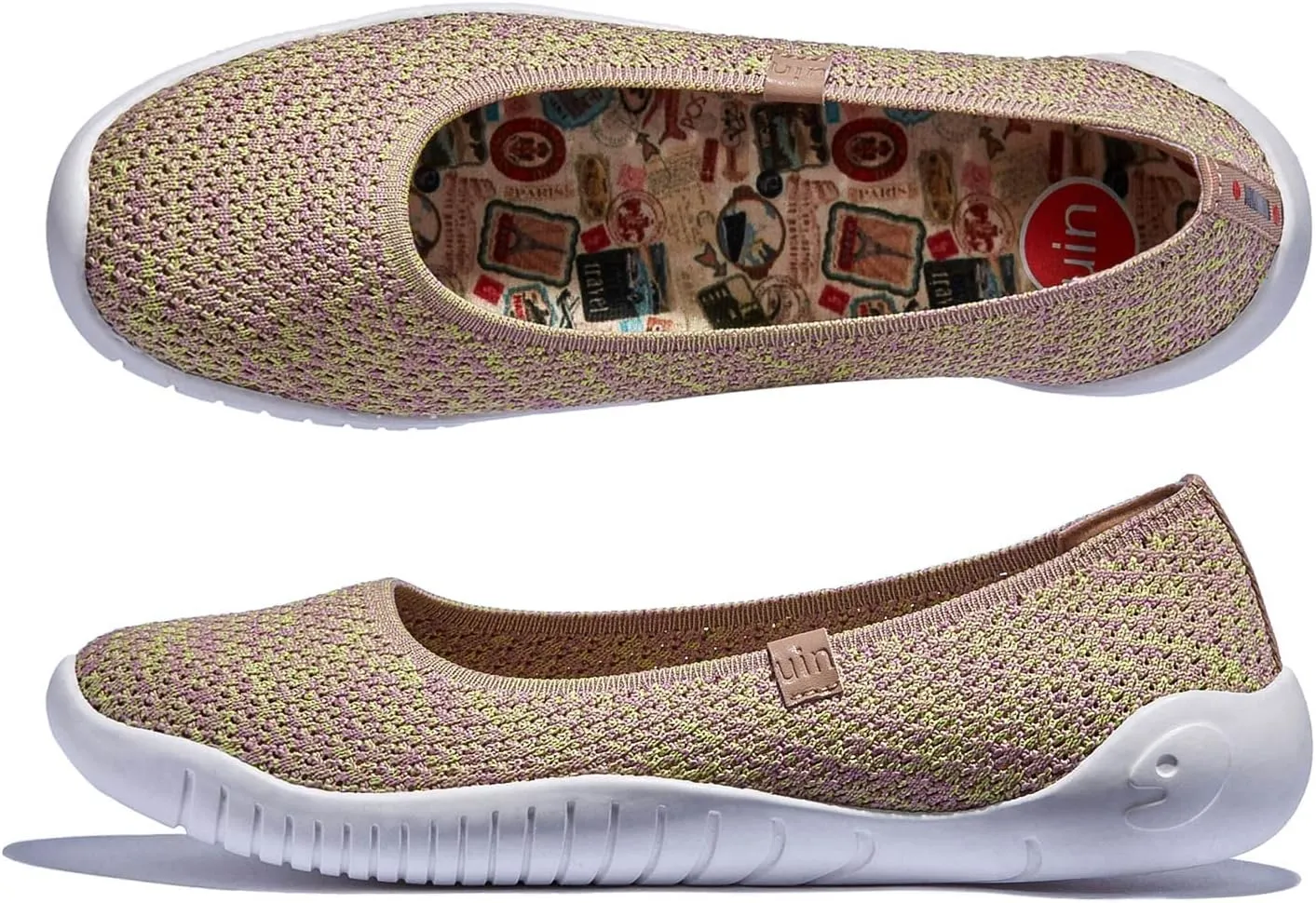 UIN Women's Art Painted Ballet Flats Slip On Pointed Toe Casual Lightweight Comfort Travel Walking Shoes Menorca Series