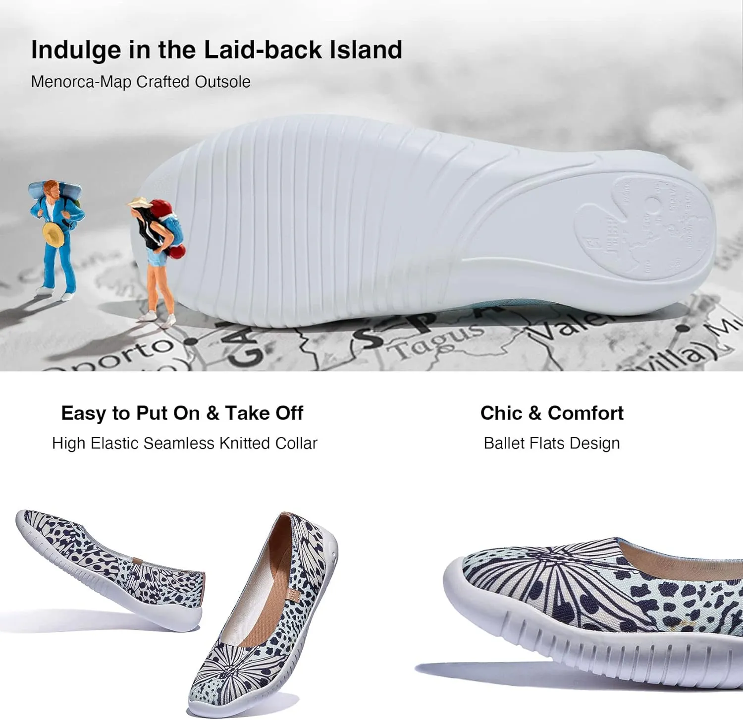 UIN Women's Art Painted Ballet Flats Slip On Pointed Toe Casual Lightweight Comfort Travel Walking Shoes Menorca Series