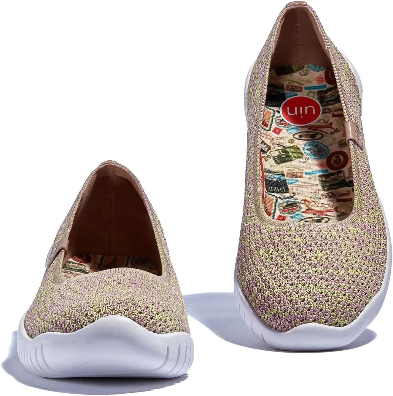 UIN Women's Art Painted Ballet Flats Slip On Pointed Toe Casual Lightweight Comfort Travel Walking Shoes Menorca Series