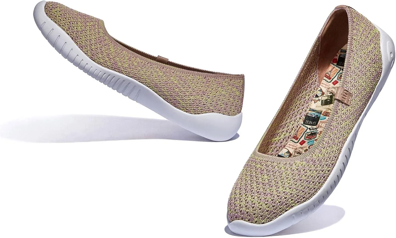 UIN Women's Art Painted Ballet Flats Slip On Pointed Toe Casual Lightweight Comfort Travel Walking Shoes Menorca Series