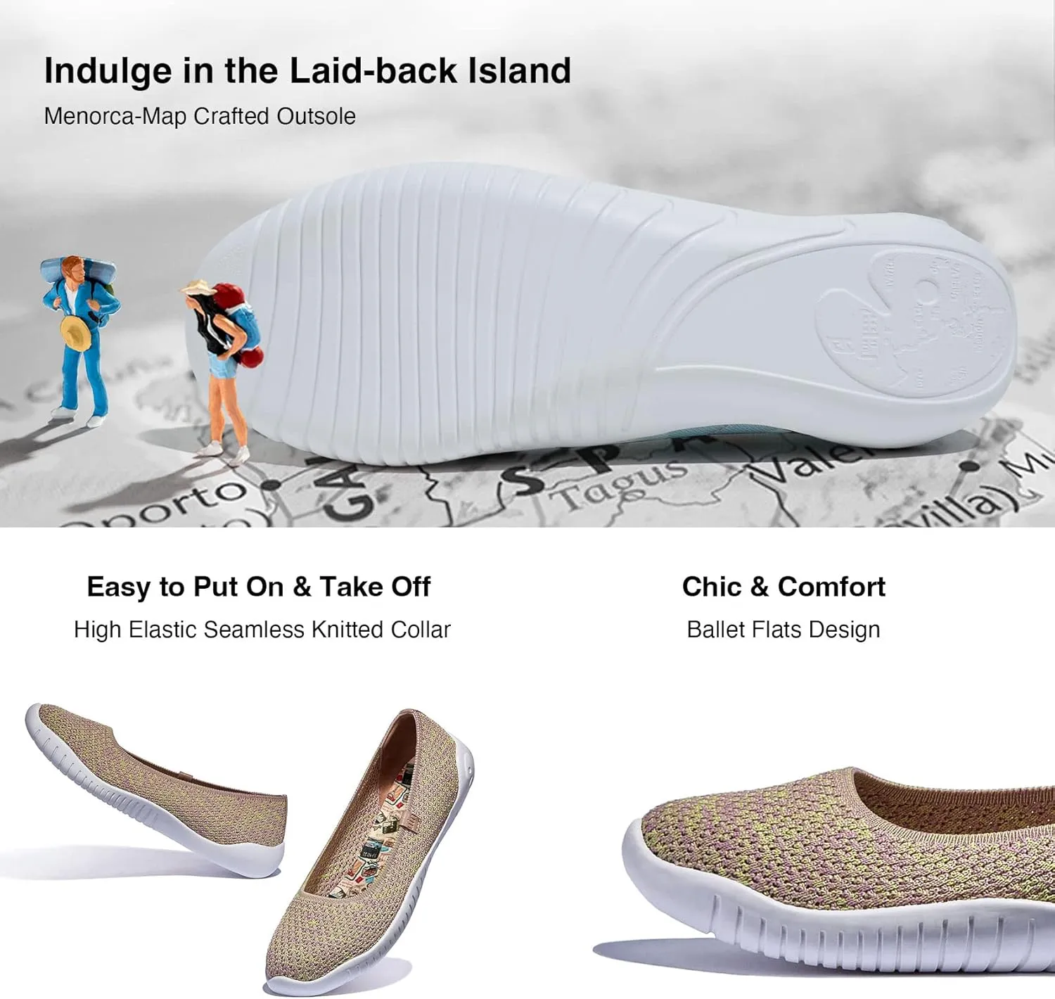 UIN Women's Art Painted Ballet Flats Slip On Pointed Toe Casual Lightweight Comfort Travel Walking Shoes Menorca Series