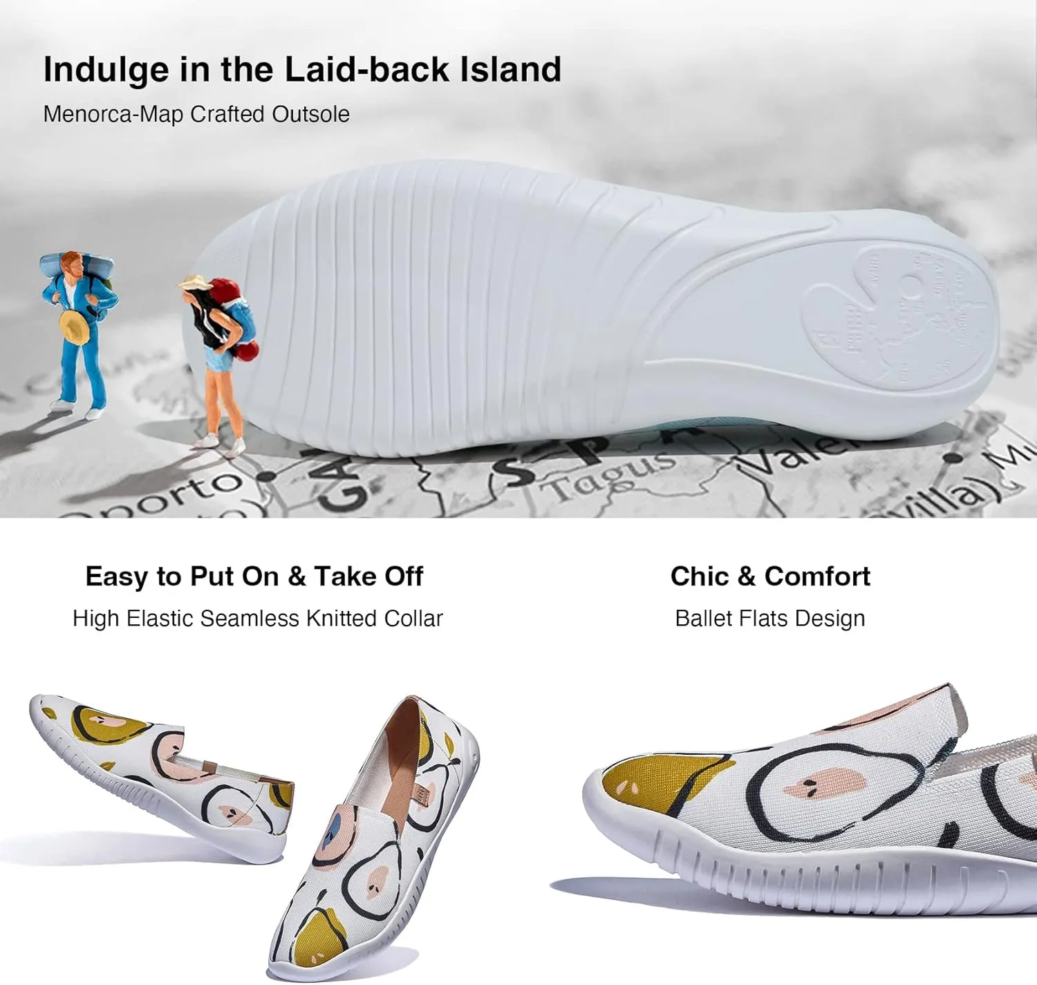 UIN Women's Art Painted Ballet Flats Slip On Pointed Toe Casual Lightweight Comfort Travel Walking Shoes Menorca Series
