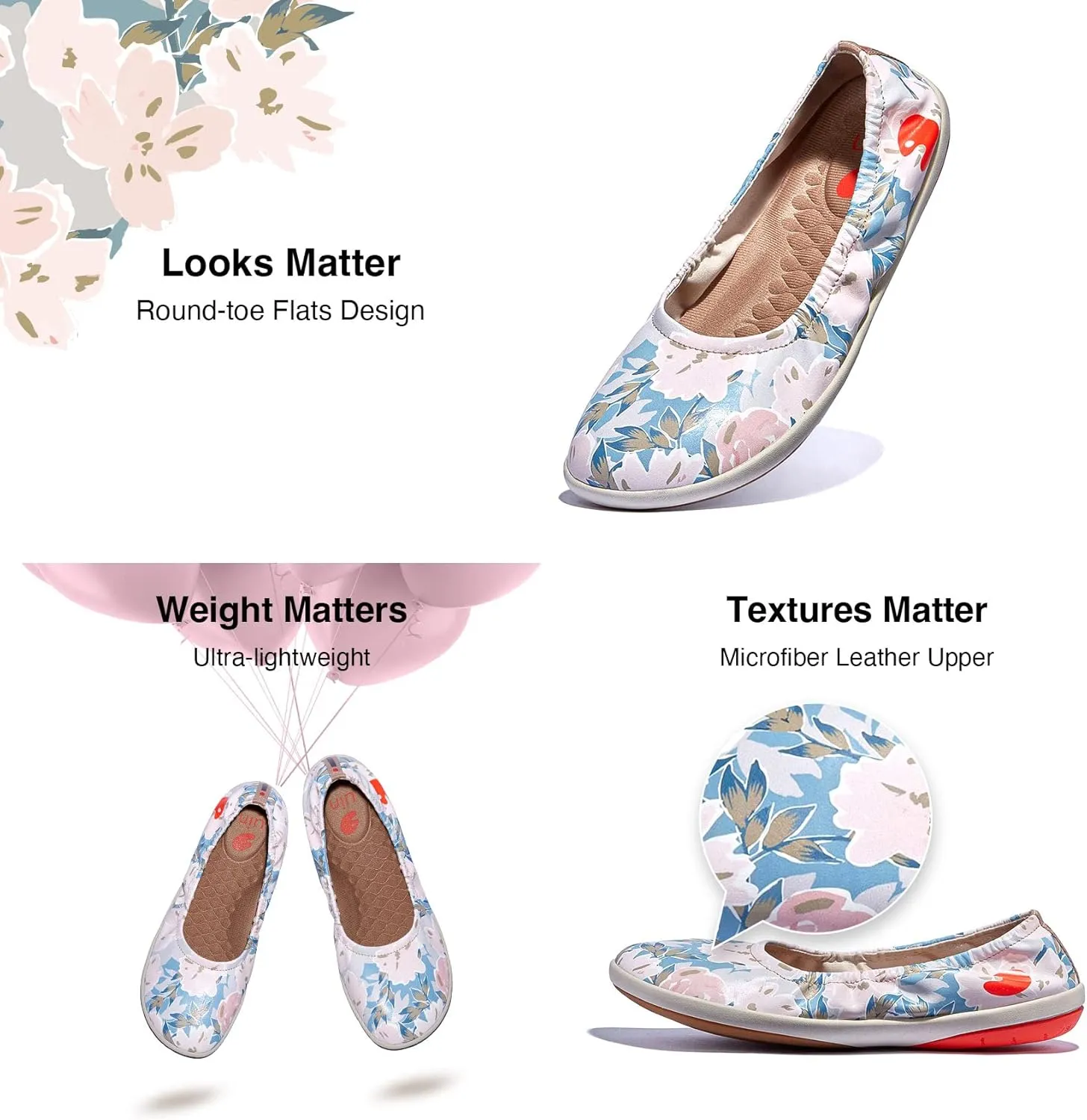 UIN Women's Ballet Flats Slip On Round Toe Casual WalkingComfortable Art Painted Travel Shoes Illites Ⅳ