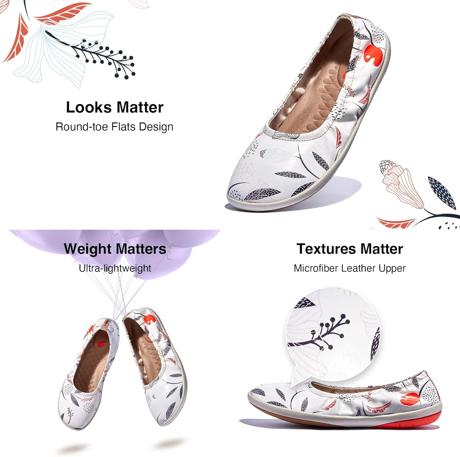 UIN Women's Ballet Flats Slip On Round Toe Casual WalkingComfortable Art Painted Travel Shoes Illites Ⅳ