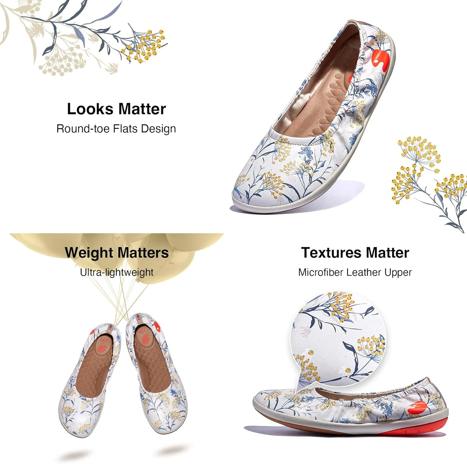 UIN Women's Ballet Flats Slip On Round Toe Casual WalkingComfortable Art Painted Travel Shoes Illites Ⅳ