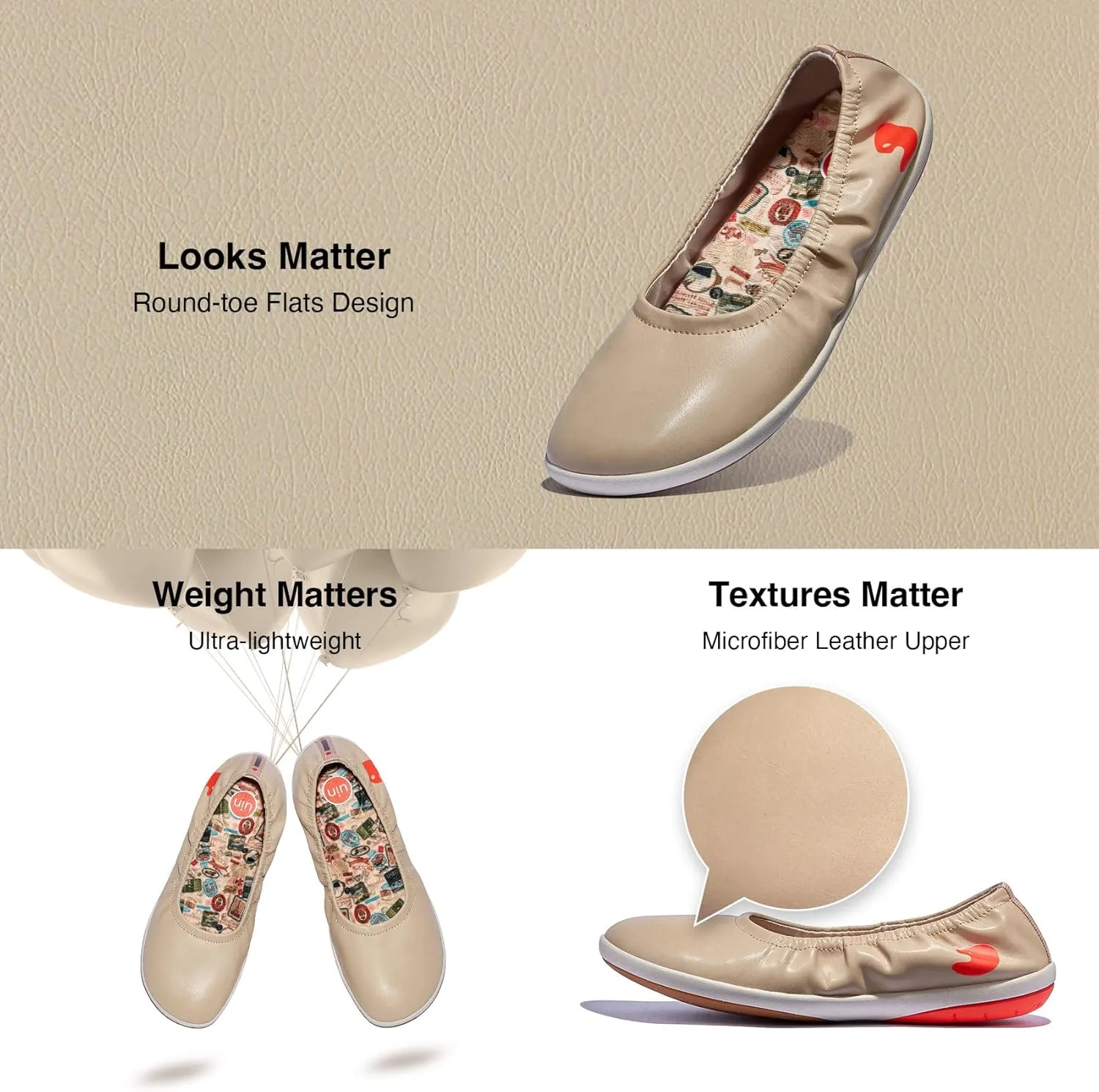 UIN Women's Ballet Flats Slip On Round Toe Casual WalkingComfortable Art Painted Travel Shoes Illites Ⅳ