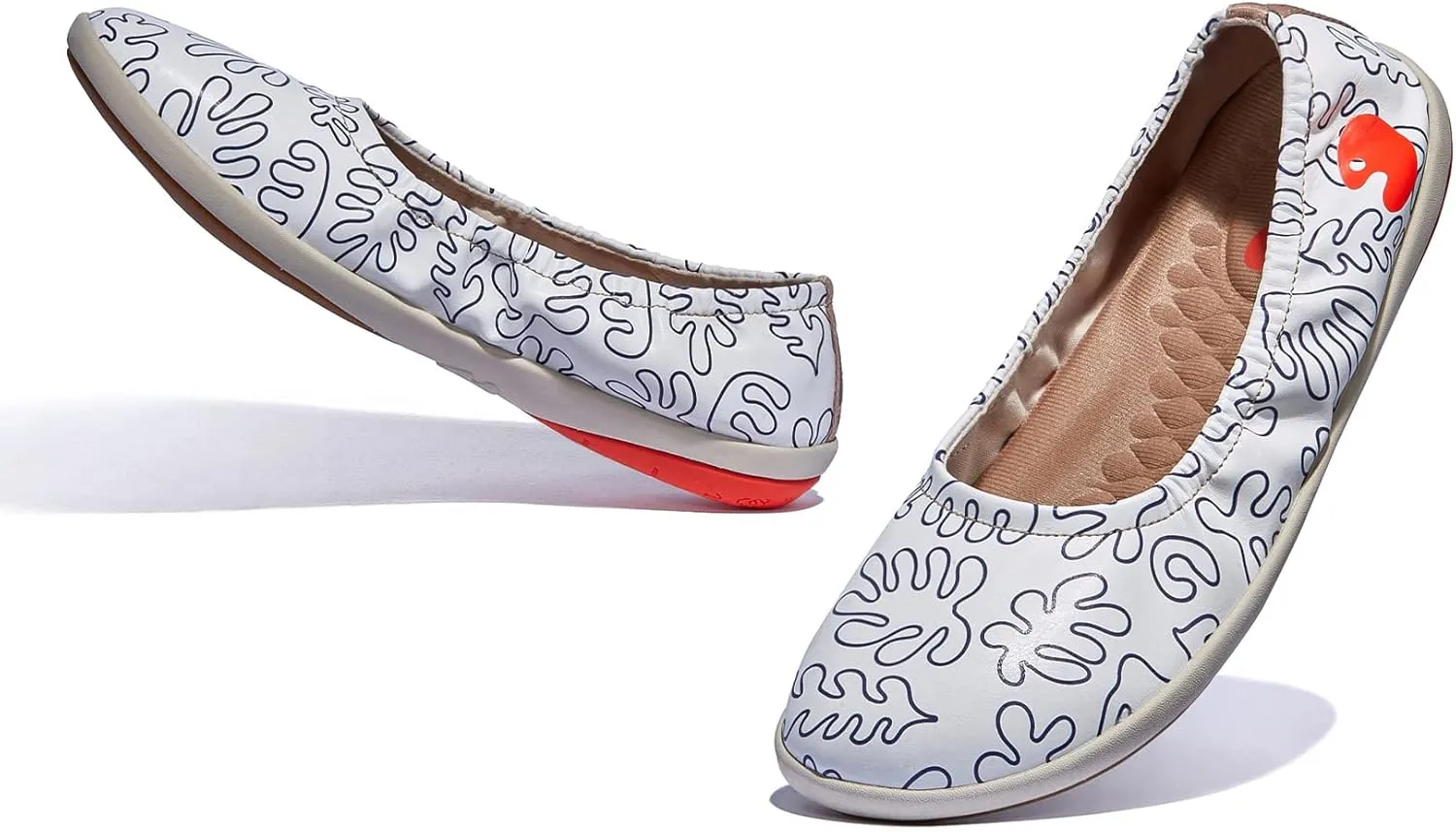 UIN Women's Ballet Flats Slip On Round Toe Casual WalkingComfortable Art Painted Travel Shoes Illites Ⅳ