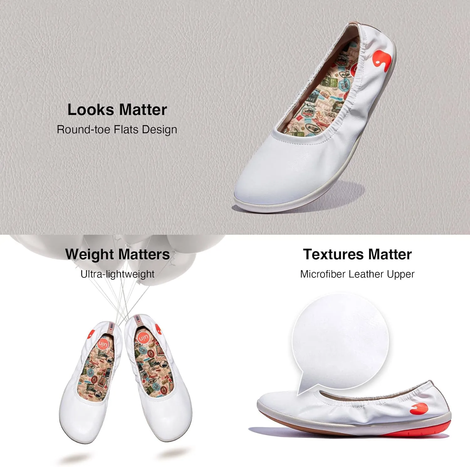 UIN Women's Ballet Flats Slip On Round Toe Casual WalkingComfortable Art Painted Travel Shoes Illites Ⅳ