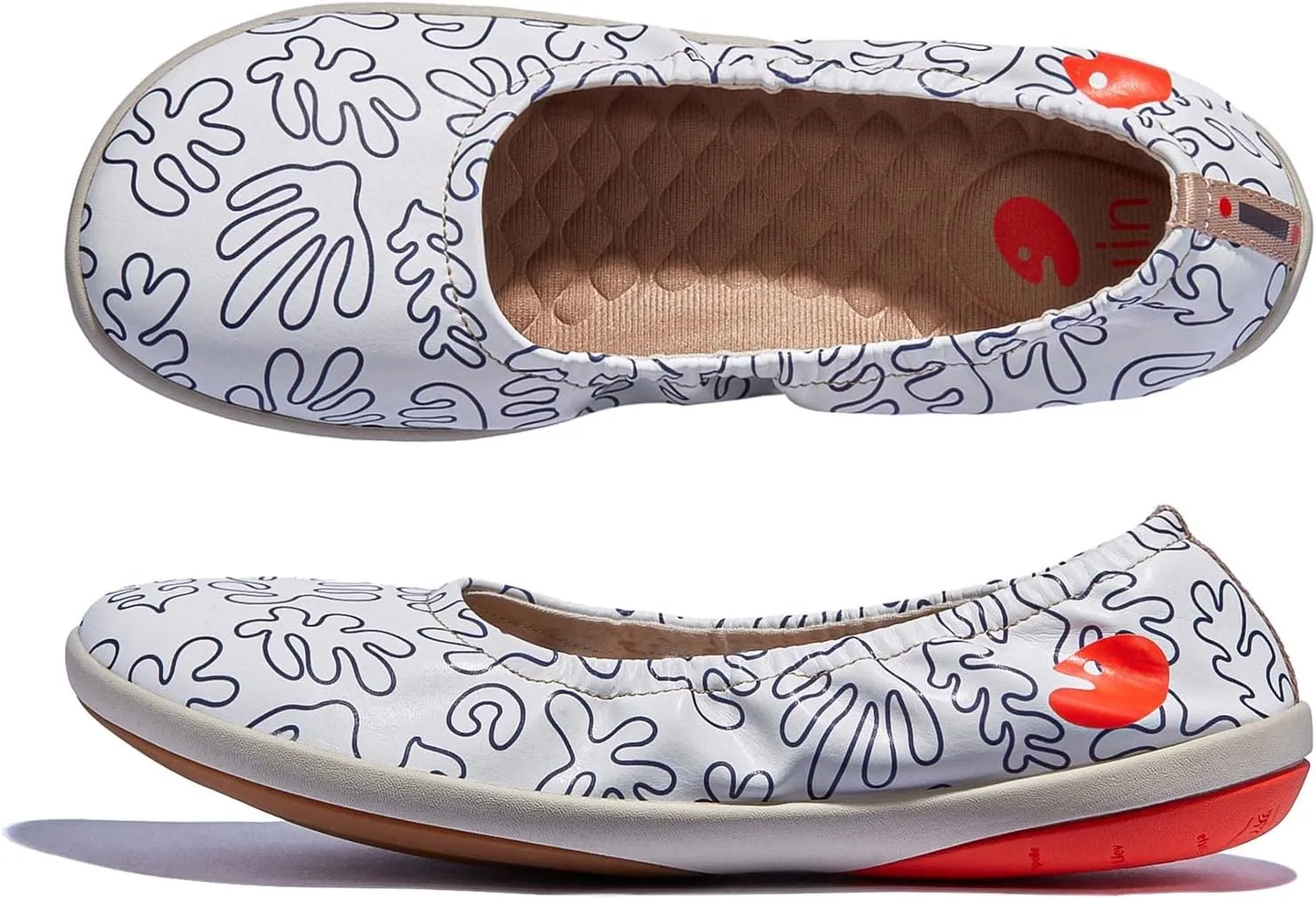 UIN Women's Ballet Flats Slip On Round Toe Casual WalkingComfortable Art Painted Travel Shoes Illites Ⅳ