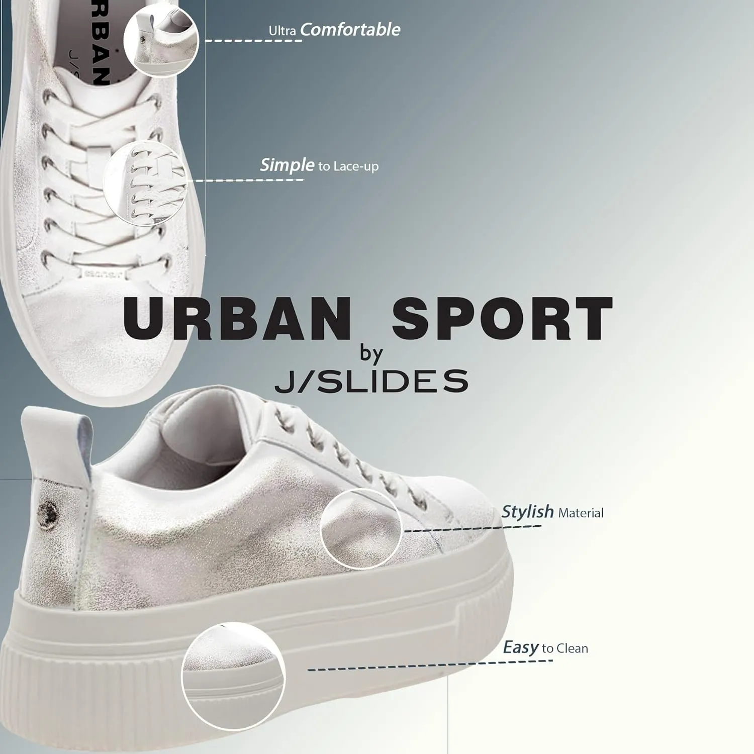 Urban Sport by J/Slides Westie Women’s Fashion Sneaker | Casual Platform Sneakers for Women | Comfortable Walking Shoes