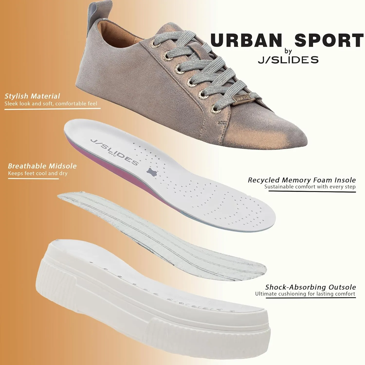 Urban Sport by J/Slides Westie Women’s Fashion Sneaker | Casual Platform Sneakers for Women | Comfortable Walking Shoes
