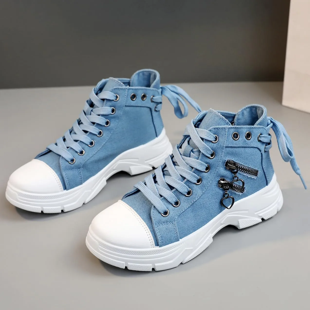 VAXAV Women's Lightweight High Top Platform Canvas Sneakers Breathable Walking Shoes