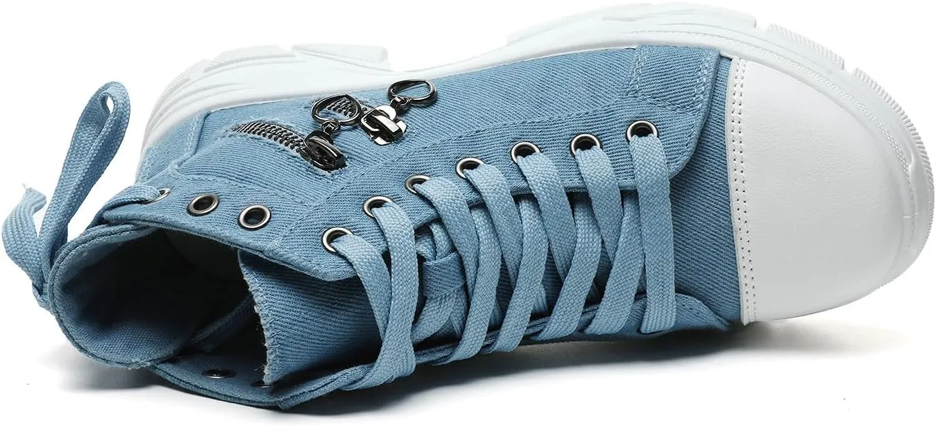 VAXAV Women's Lightweight High Top Platform Canvas Sneakers Breathable Walking Shoes