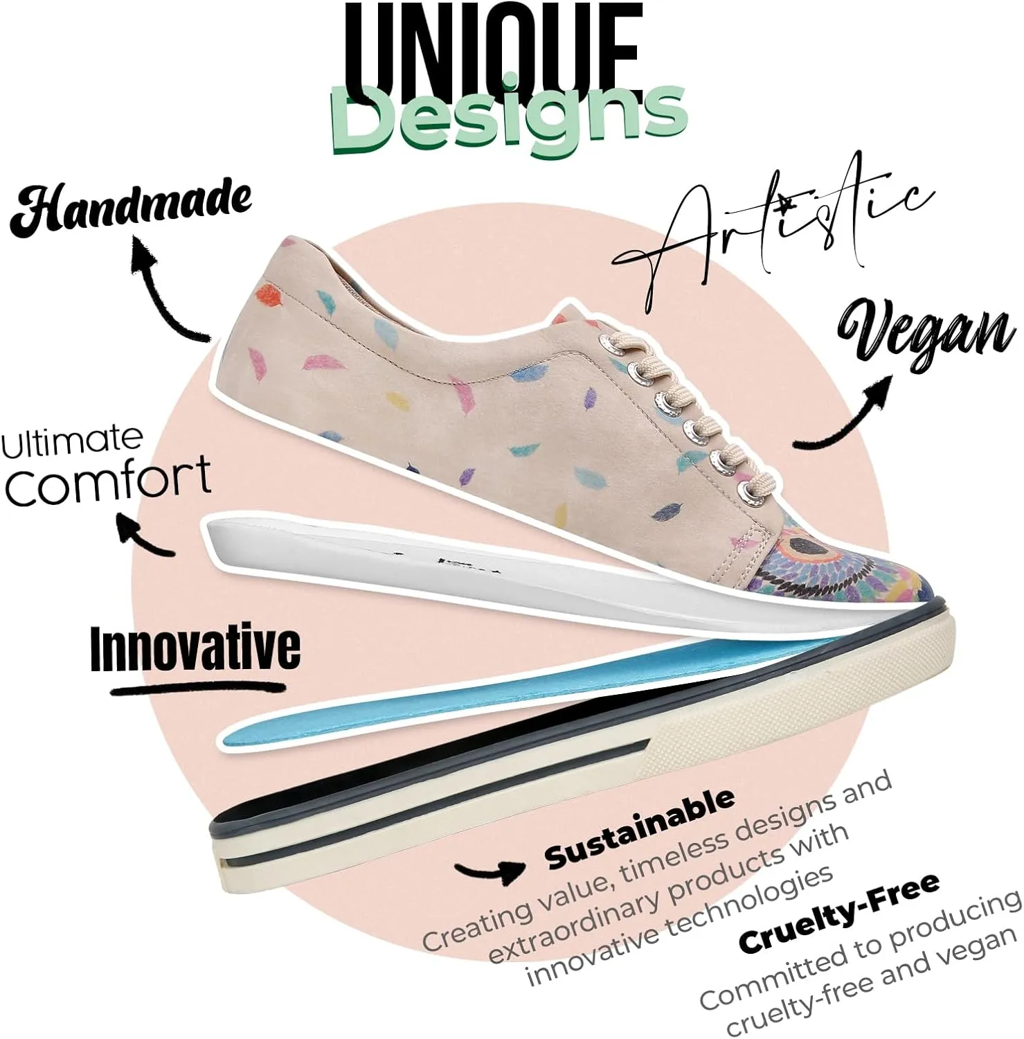 Vegan Leather Sneakers for Women - Handmade and Unique Fashion Sneakers for Women