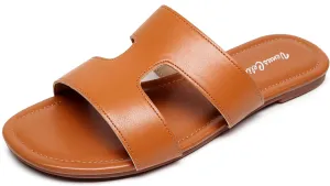 VenusCelia Women's H Band Wide Flat Sandal