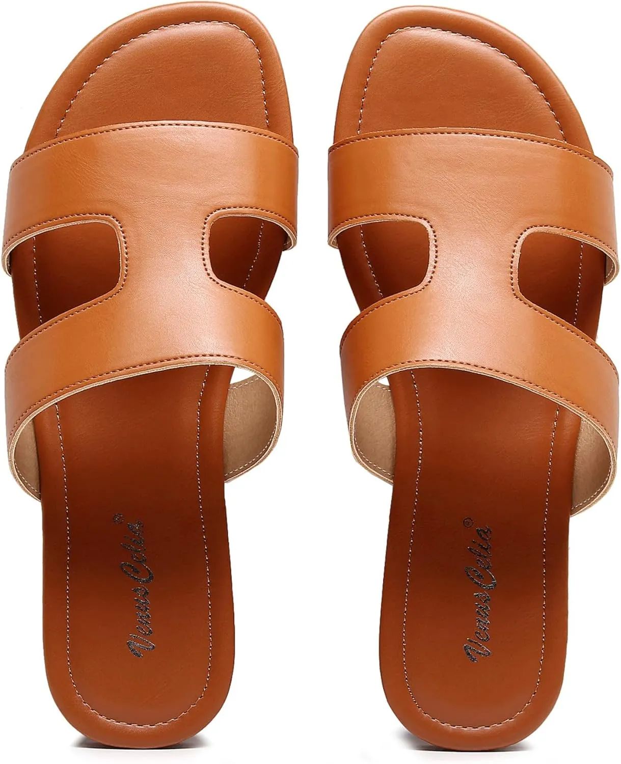 VenusCelia Women's H Band Wide Flat Sandal