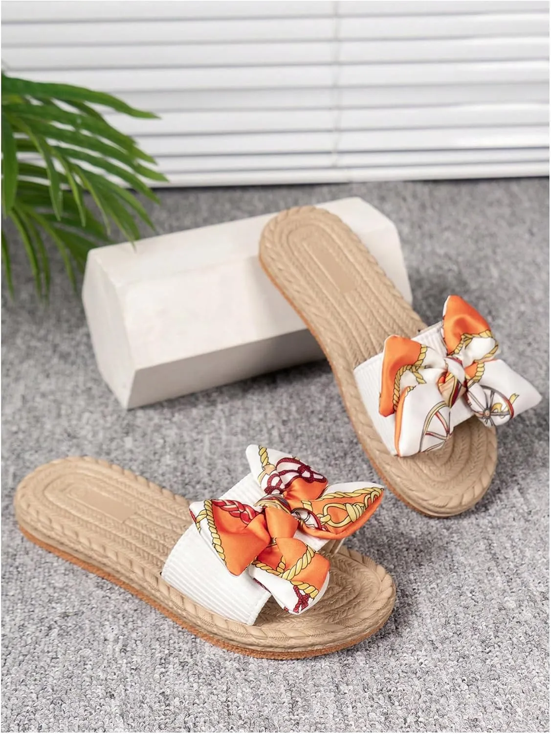 Verdusa Women's Summer Sandals Bow Open Toe Slides Slip On Flats