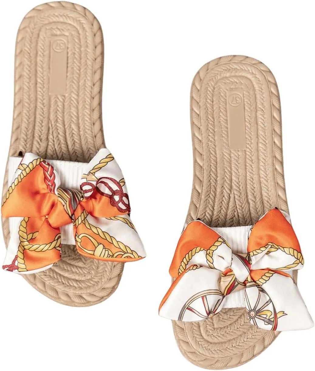 Verdusa Women's Summer Sandals Bow Open Toe Slides Slip On Flats