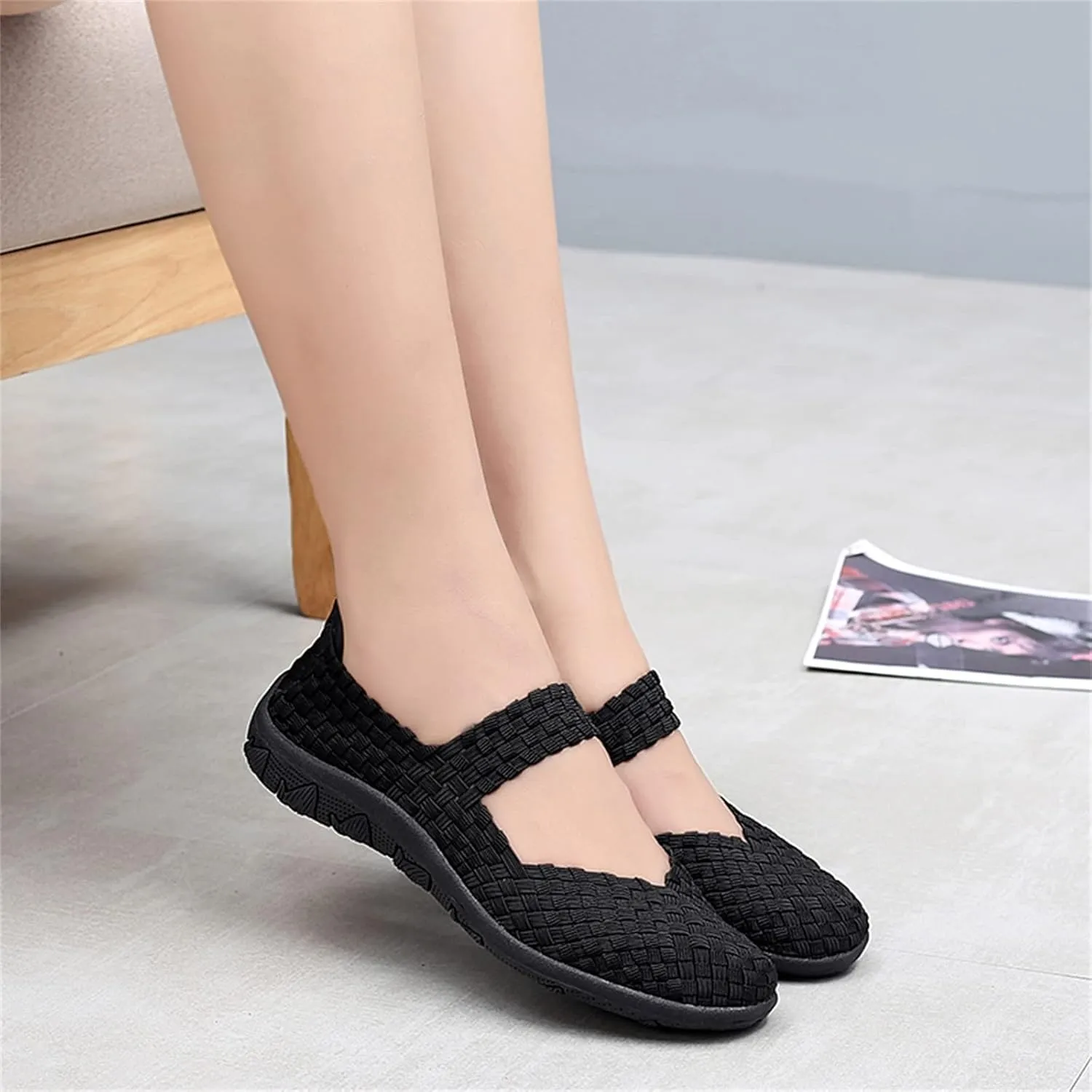 Veroders Women's Elastic Sport Sandals - Hiking Sandals Woven Elastic Walking Sandals Slip on Lightweight Sneakers