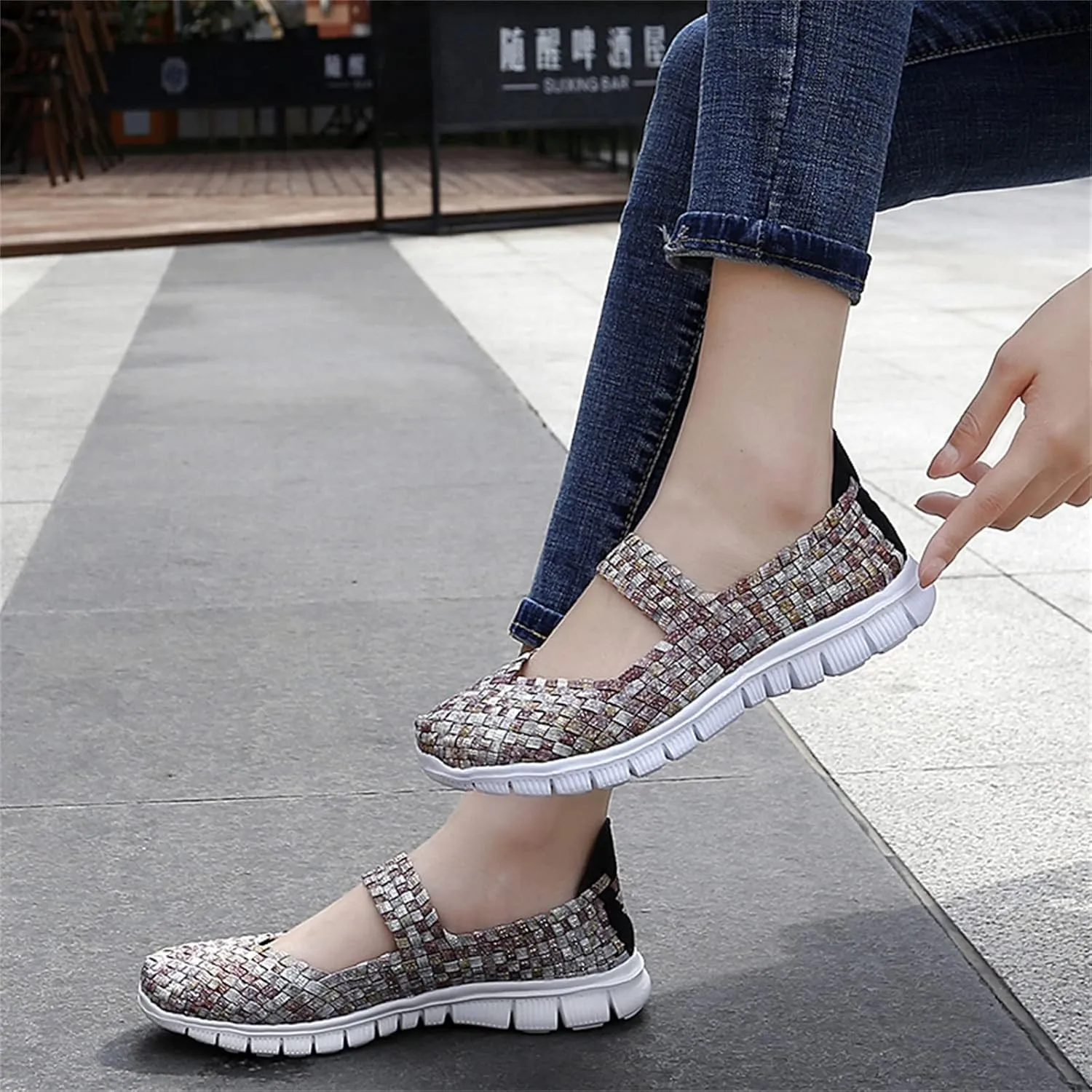 Veroders Women's Elastic Sport Sandals - Hiking Sandals Woven Elastic Walking Sandals Slip on Lightweight Sneakers