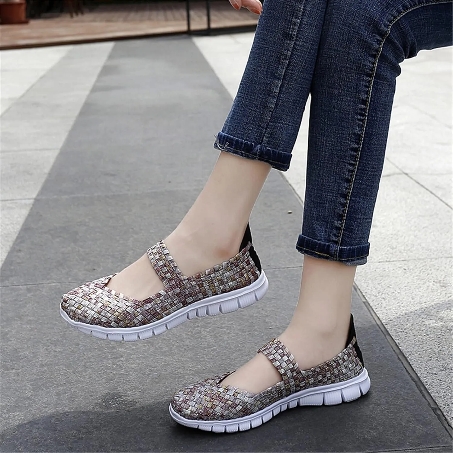 Veroders Women's Elastic Sport Sandals - Hiking Sandals Woven Elastic Walking Sandals Slip on Lightweight Sneakers