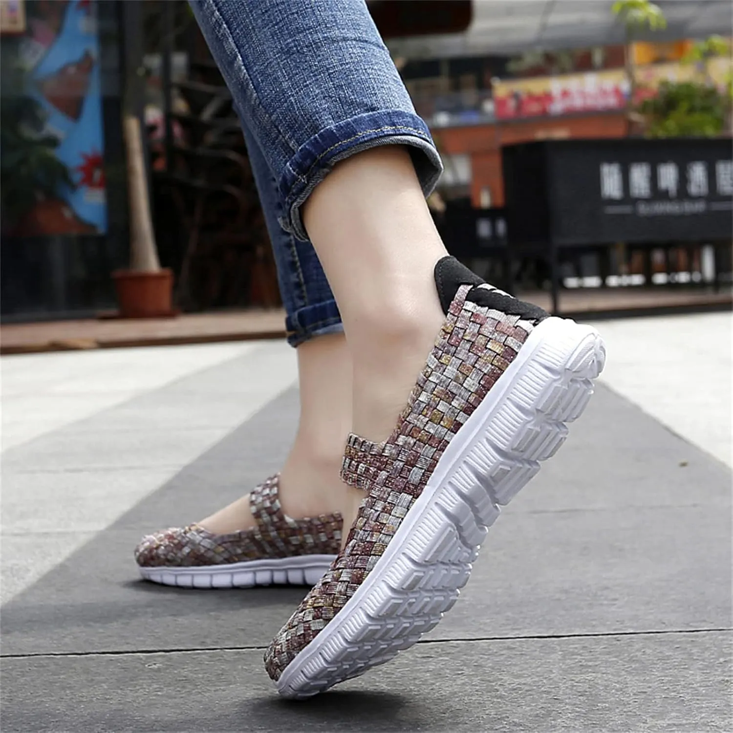 Veroders Women's Elastic Sport Sandals - Hiking Sandals Woven Elastic Walking Sandals Slip on Lightweight Sneakers