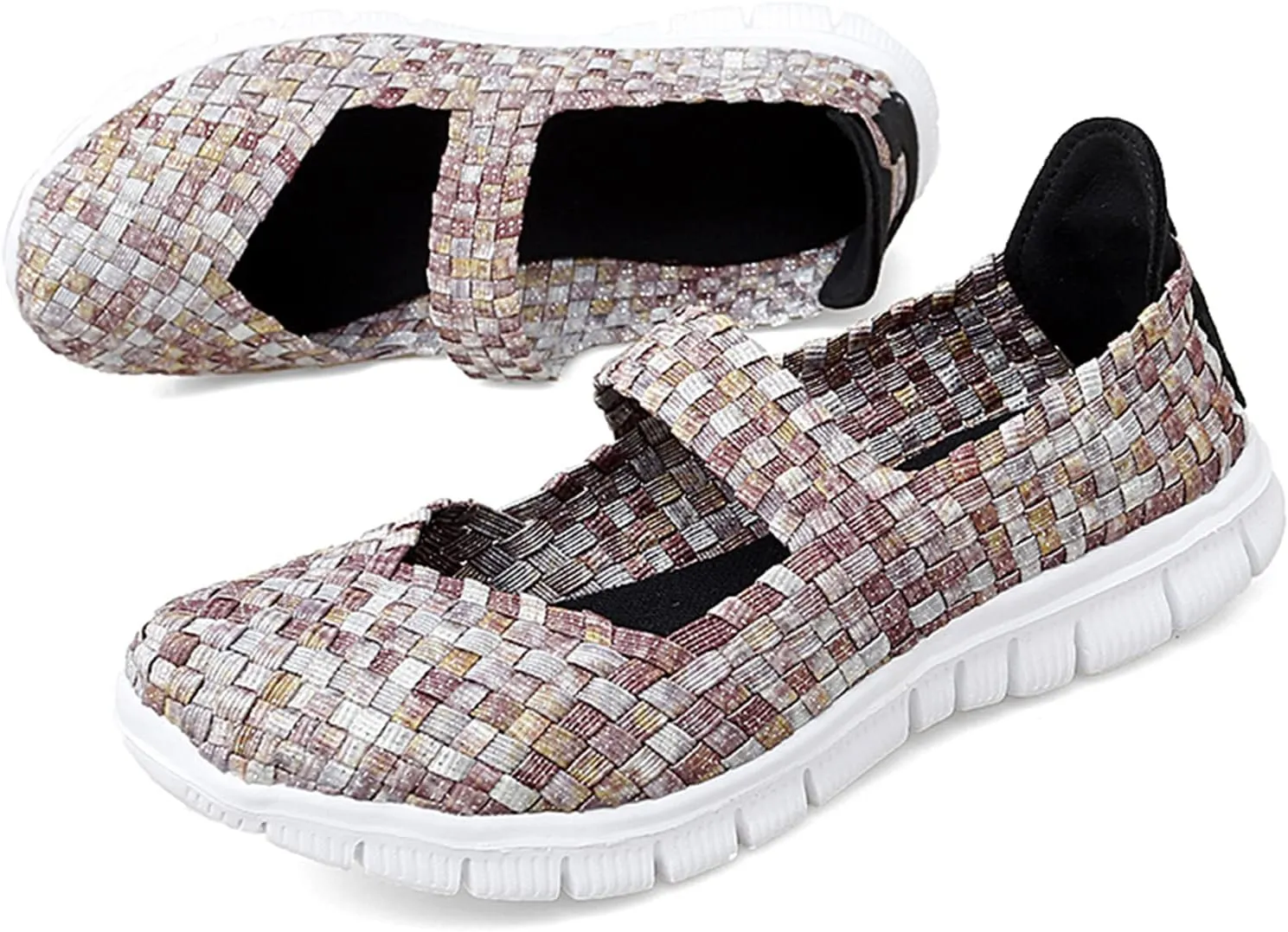 Veroders Women's Elastic Sport Sandals - Hiking Sandals Woven Elastic Walking Sandals Slip on Lightweight Sneakers