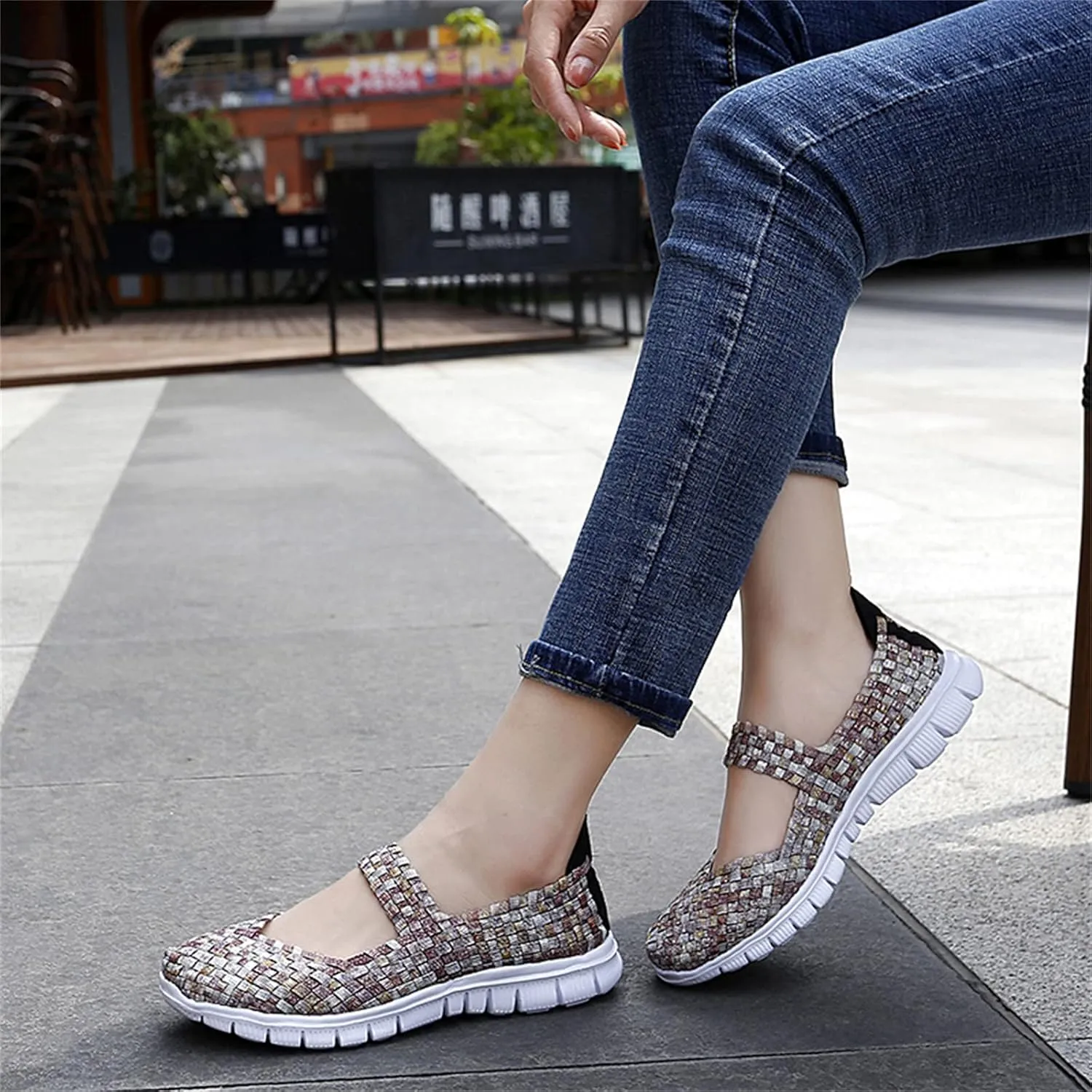 Veroders Women's Elastic Sport Sandals - Hiking Sandals Woven Elastic Walking Sandals Slip on Lightweight Sneakers
