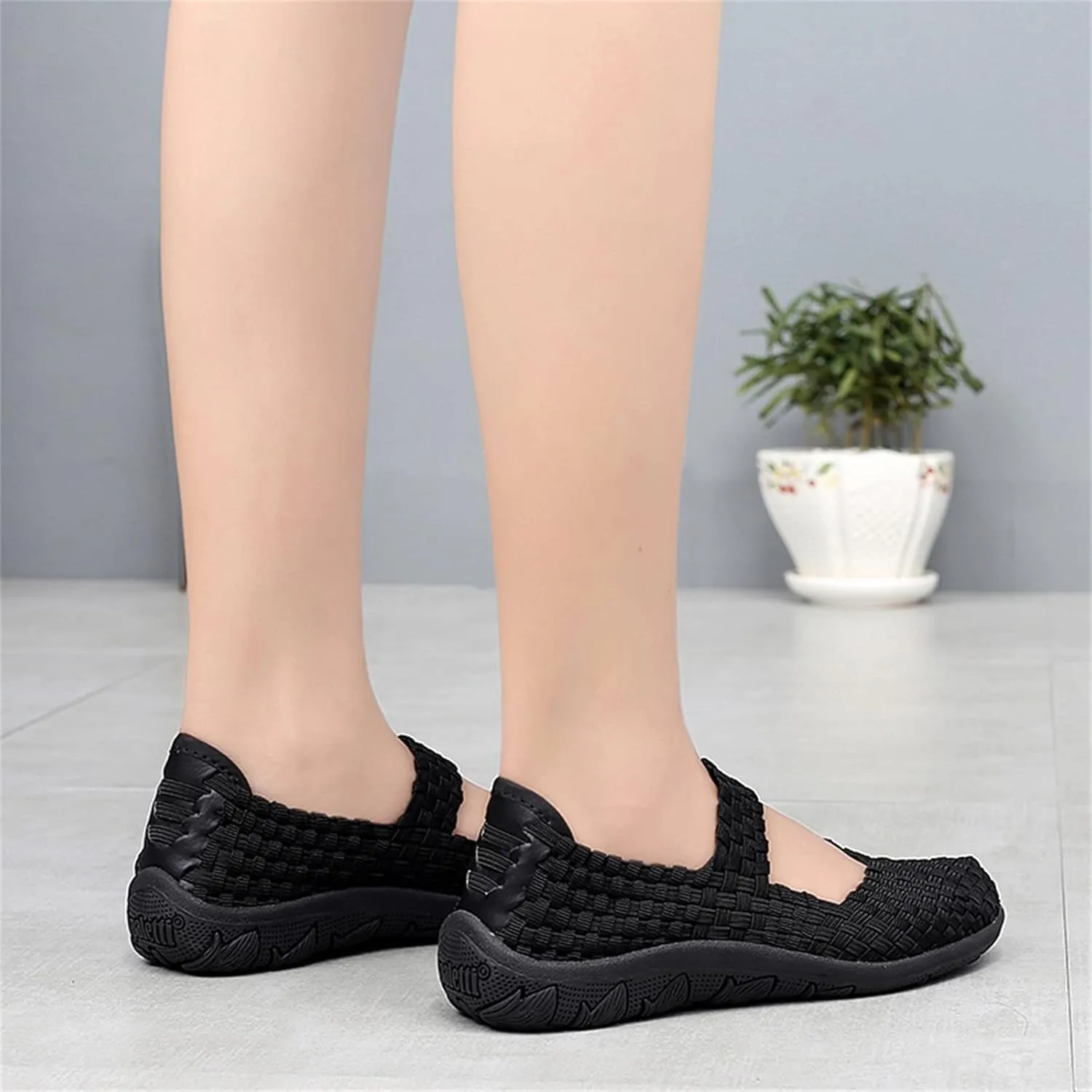 Veroders Women's Elastic Sport Sandals - Hiking Sandals Woven Elastic Walking Sandals Slip on Lightweight Sneakers