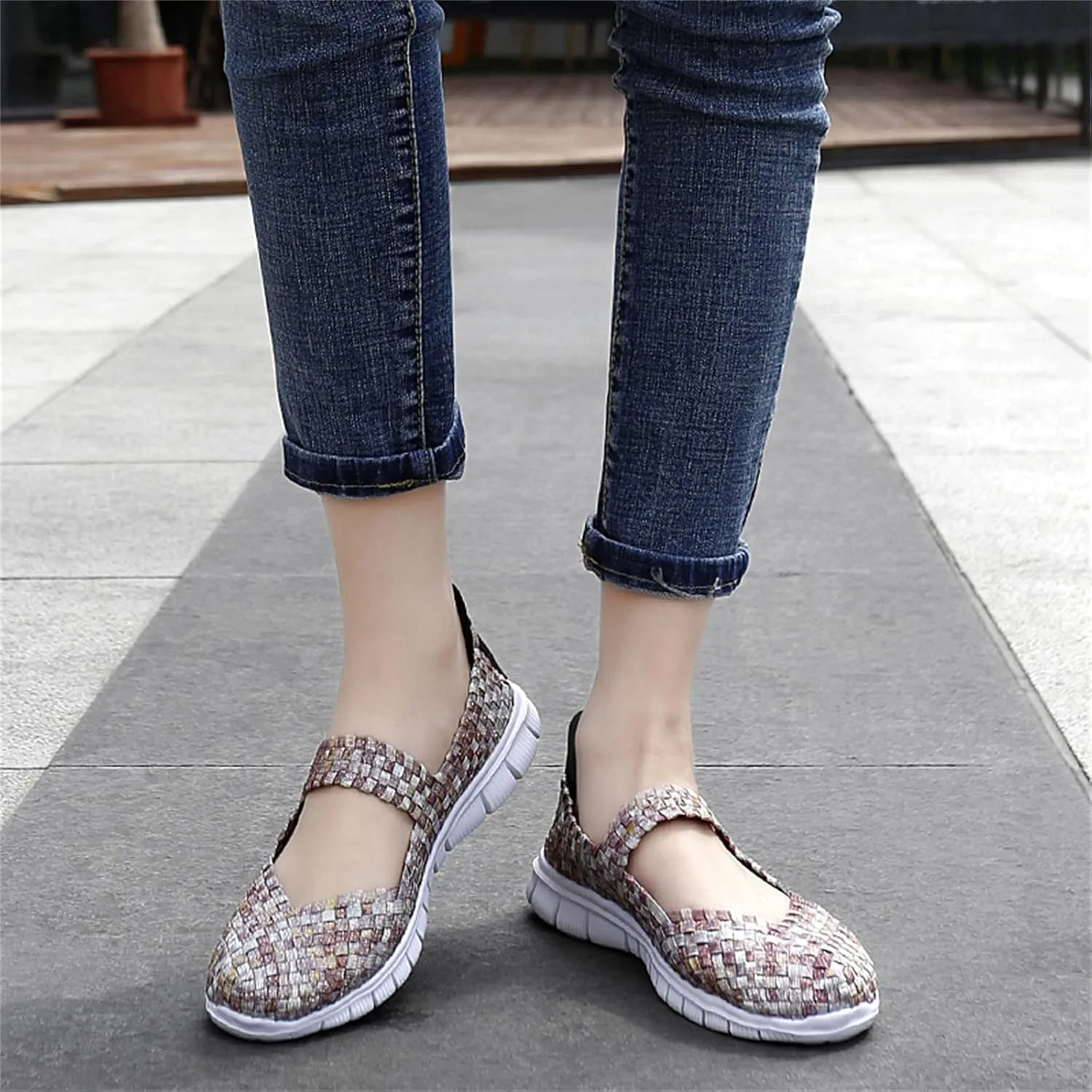 Veroders Women's Elastic Sport Sandals - Hiking Sandals Woven Elastic Walking Sandals Slip on Lightweight Sneakers
