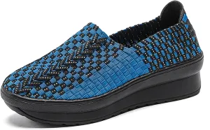 Veroders Women's Platform Wedge Closed-Toe Sandals Comfortable Walking Shoes Woven Pumps Mary Jane Shoes for School Beach