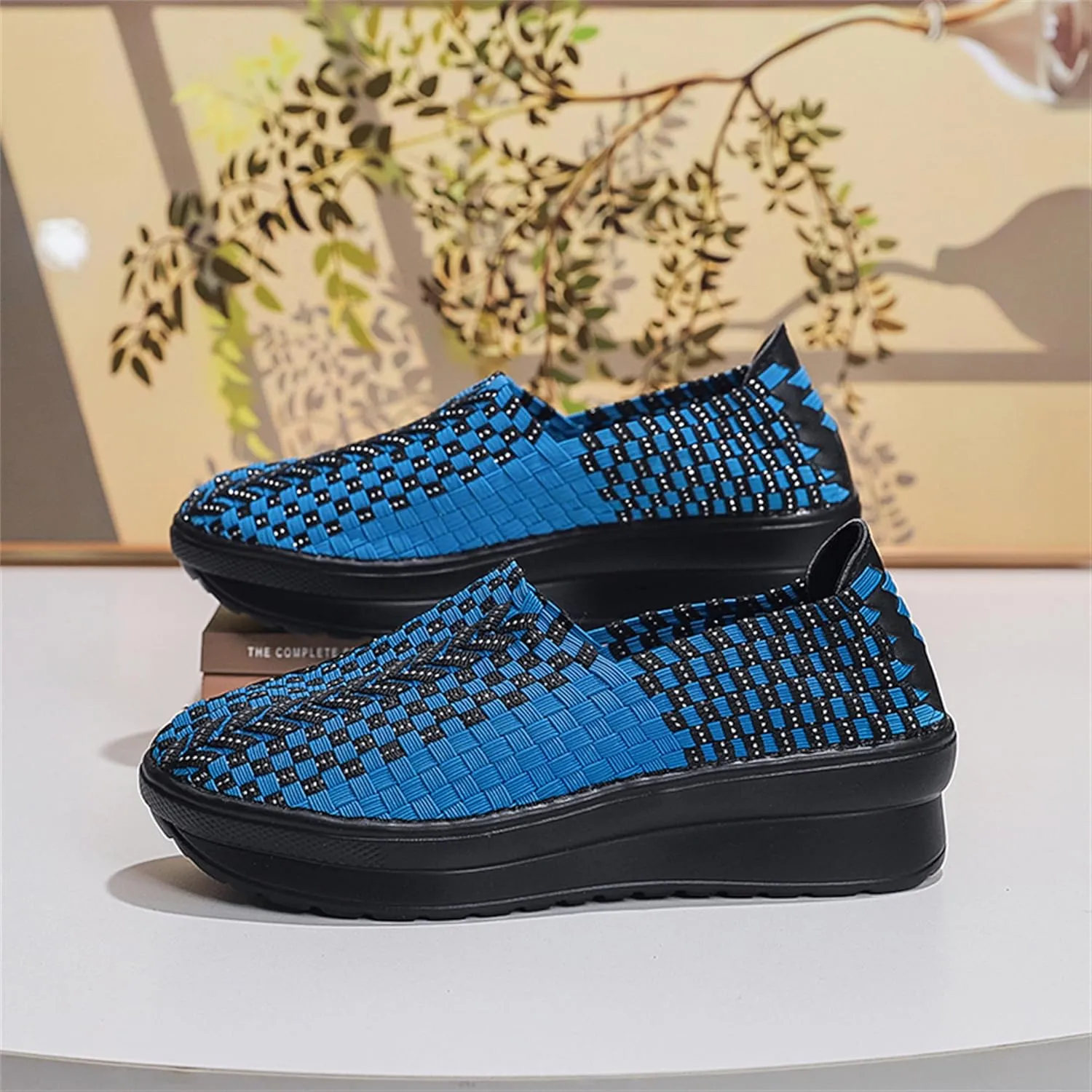 Veroders Women's Platform Wedge Closed-Toe Sandals Comfortable Walking Shoes Woven Pumps Mary Jane Shoes for School Beach