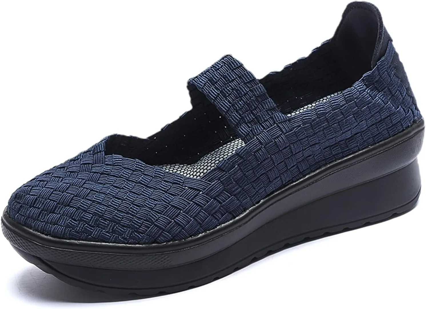 Veroders Women's Platform Wedge Closed-Toe Sandals Comfortable Walking Shoes Woven Pumps Mary Jane Shoes for School Beach