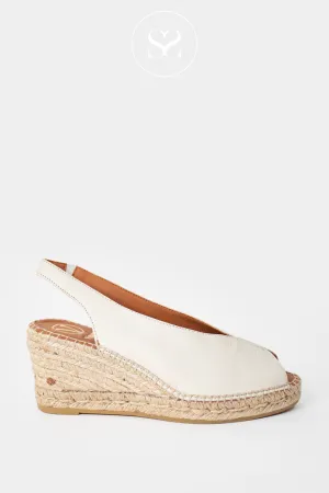 VIGUERA 2127 CREAM LEATHER - SLINGBACK ESPADRILLE WEDGES
