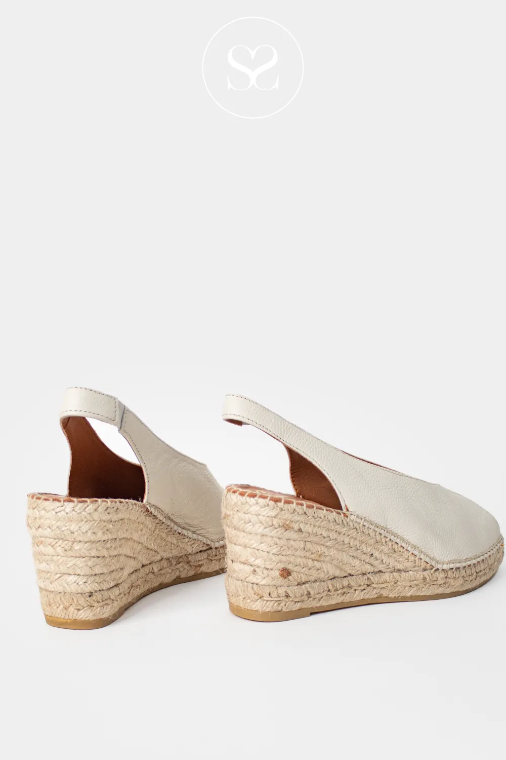 VIGUERA 2127 CREAM LEATHER - SLINGBACK ESPADRILLE WEDGES
