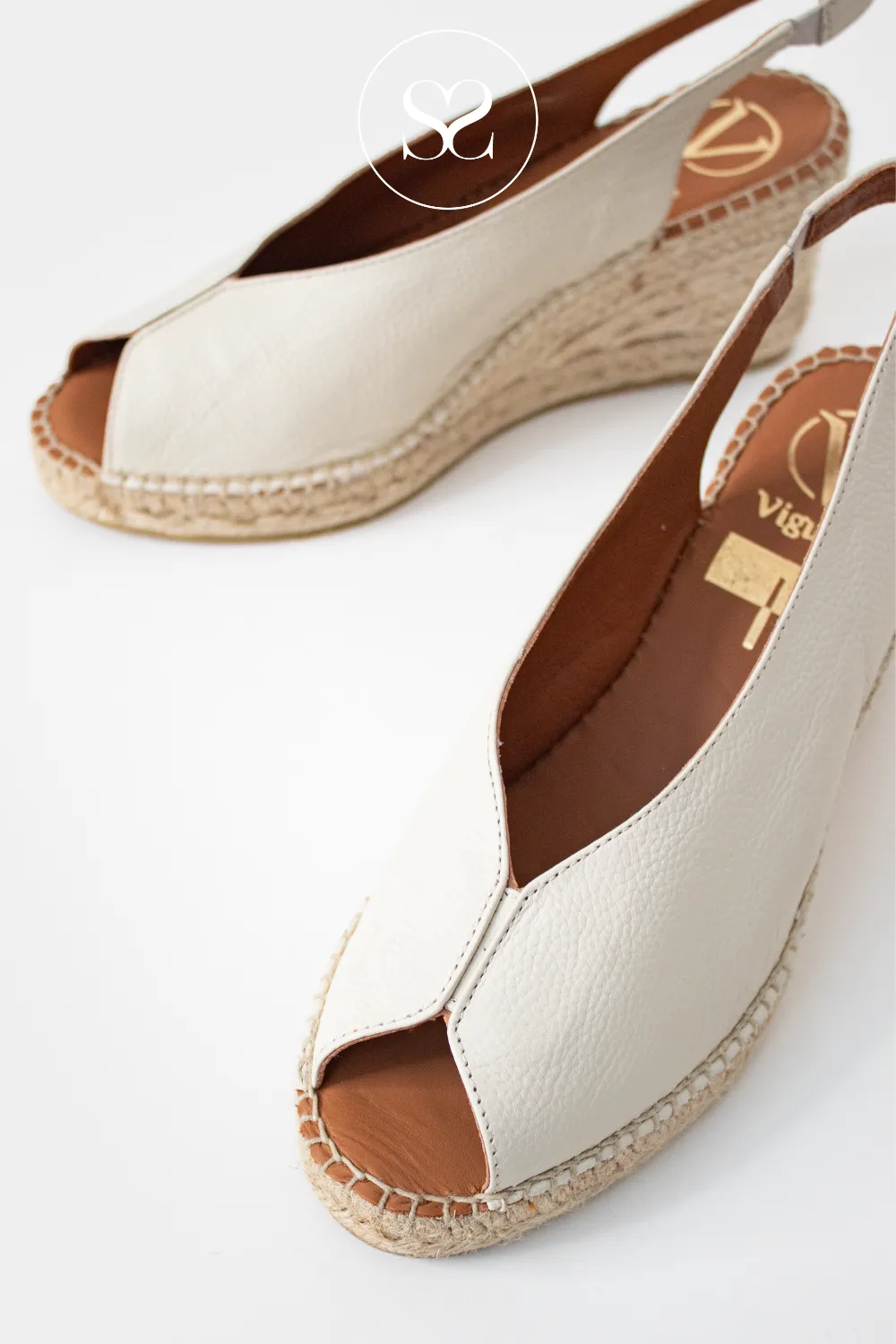 VIGUERA 2127 CREAM LEATHER - SLINGBACK ESPADRILLE WEDGES