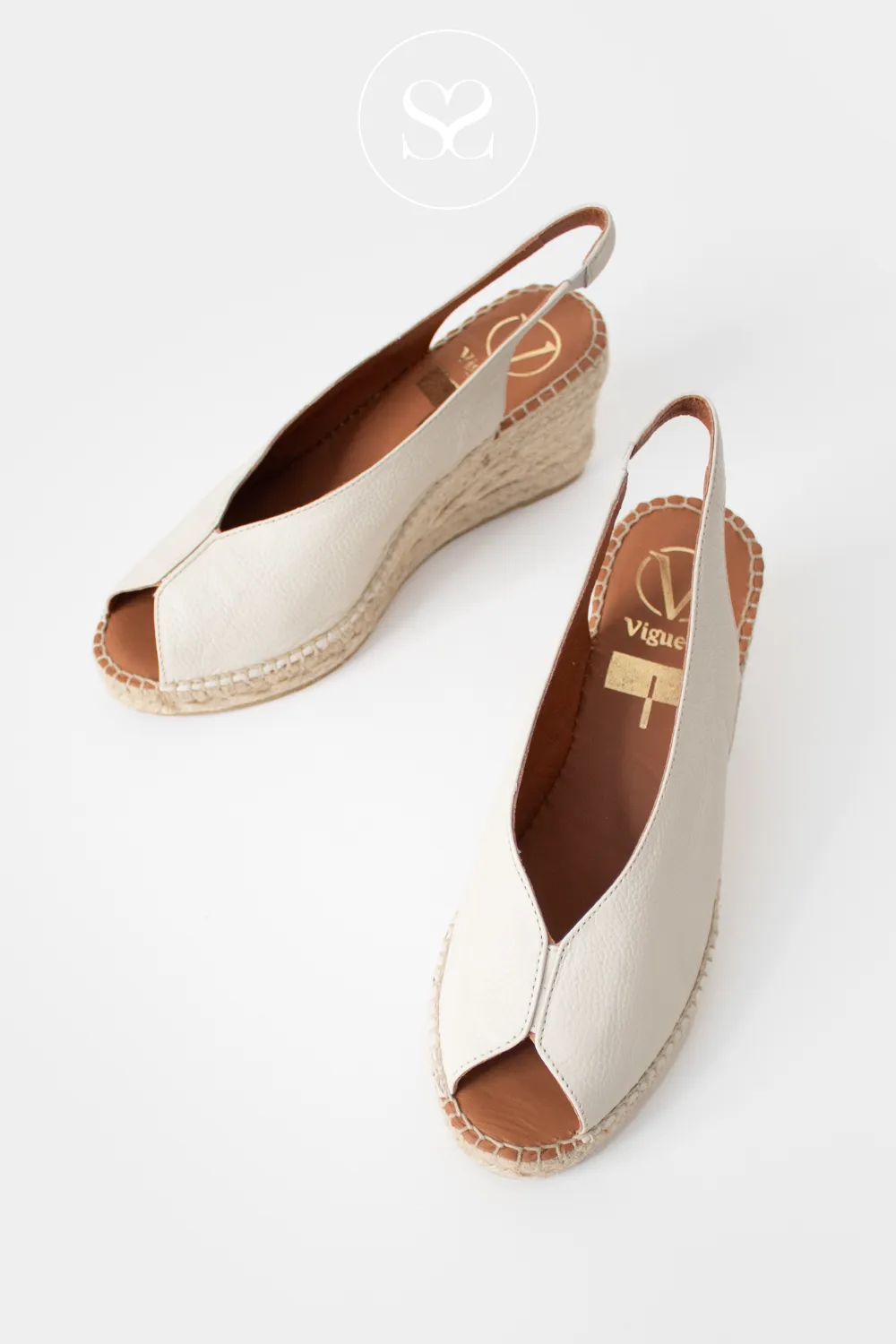 VIGUERA 2127 CREAM LEATHER - SLINGBACK ESPADRILLE WEDGES