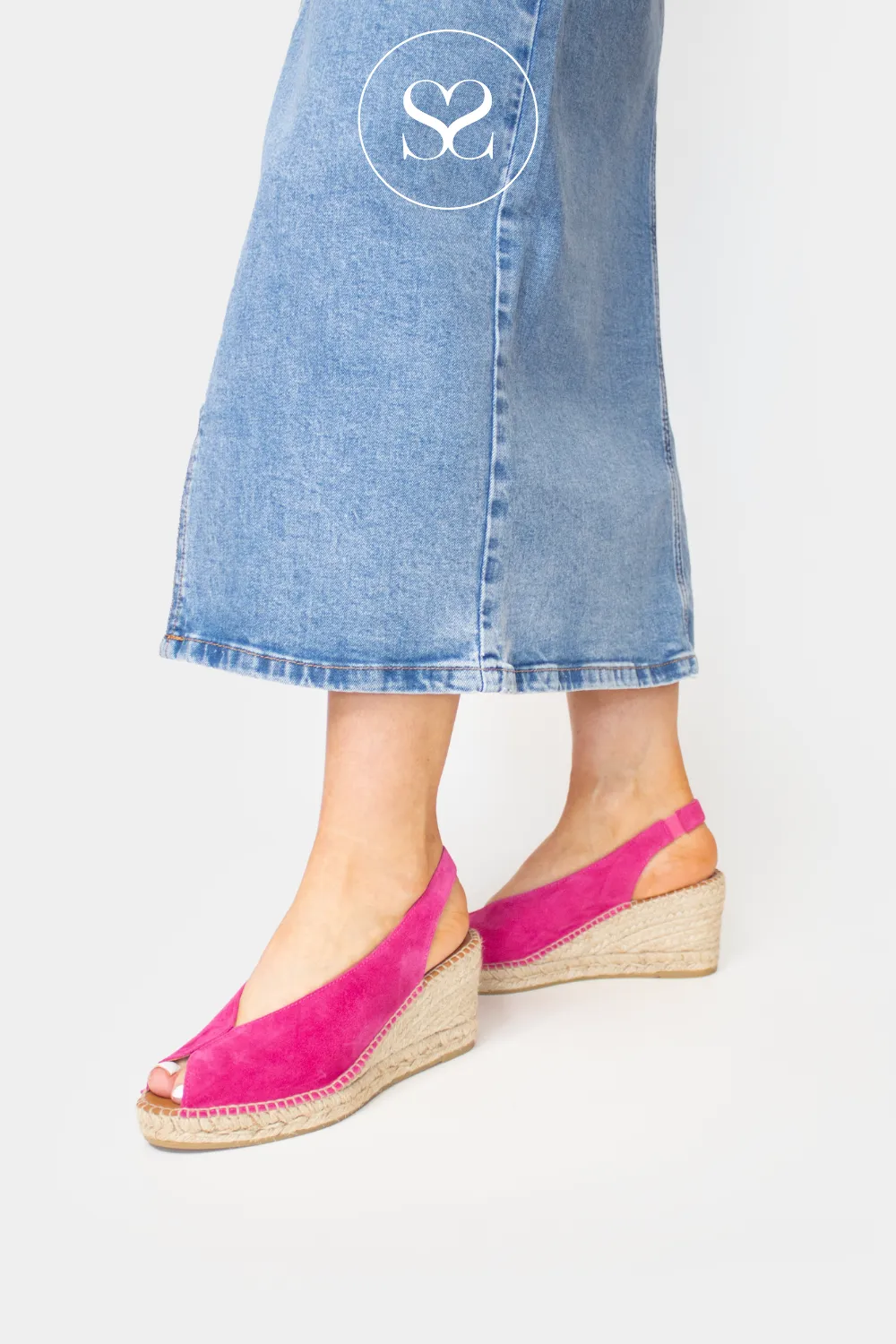 VIGUERA 2127 FUSHIA PINK SUEDE ESPADRILLE WEDGES