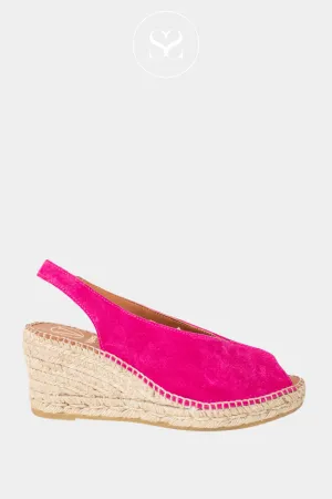 VIGUERA 2127 FUSHIA PINK SUEDE ESPADRILLE WEDGES