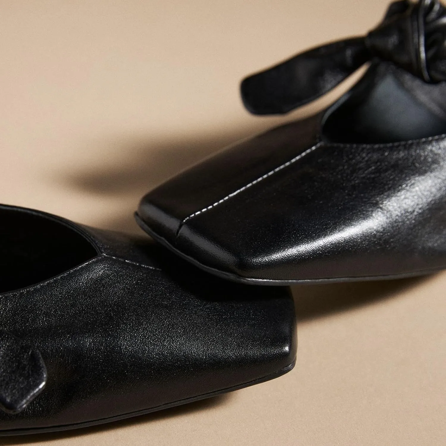 VIMISAOI Square Toe Ballerina Shoes for Women Bow Knots Ballet Flats Mary Jane Flats Slip On Bowtie Strap Flats
