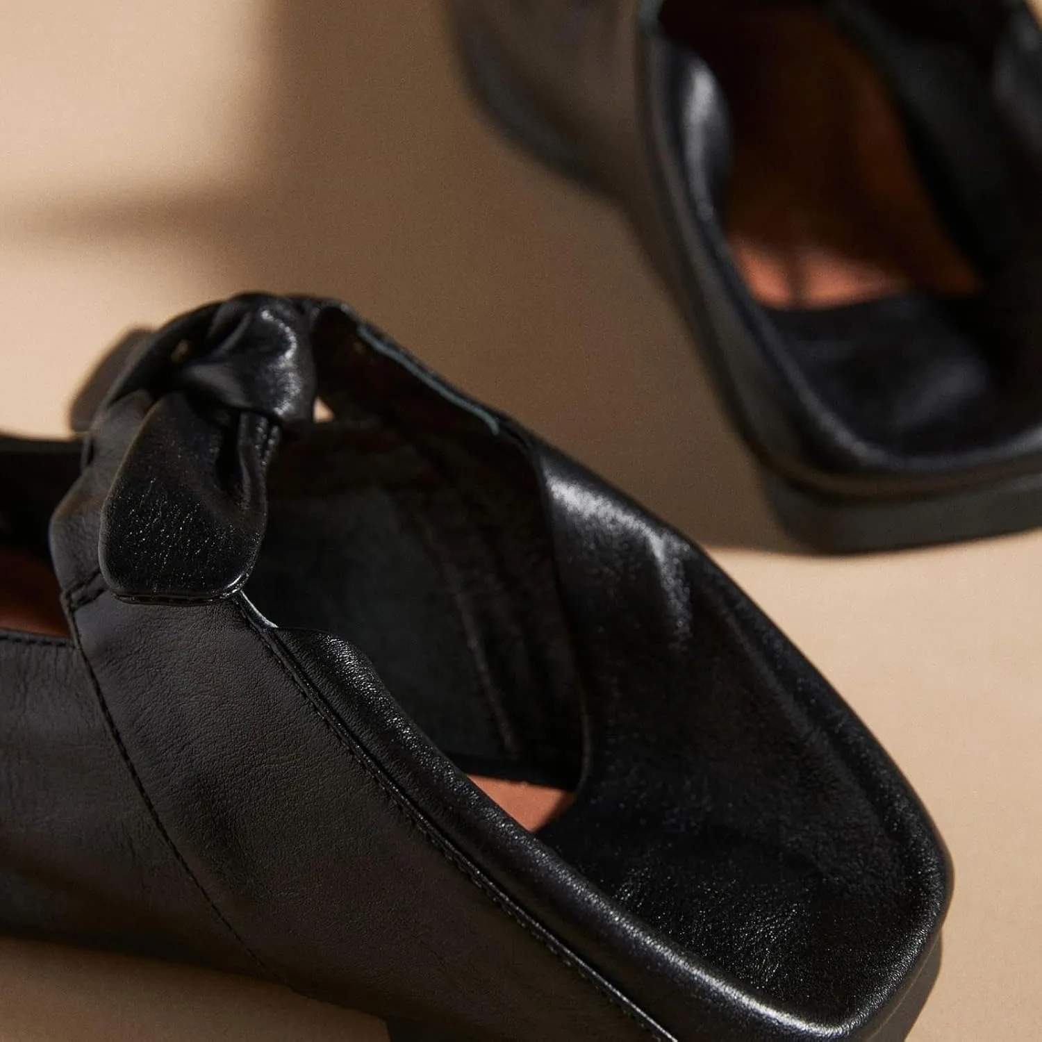 VIMISAOI Square Toe Ballerina Shoes for Women Bow Knots Ballet Flats Mary Jane Flats Slip On Bowtie Strap Flats