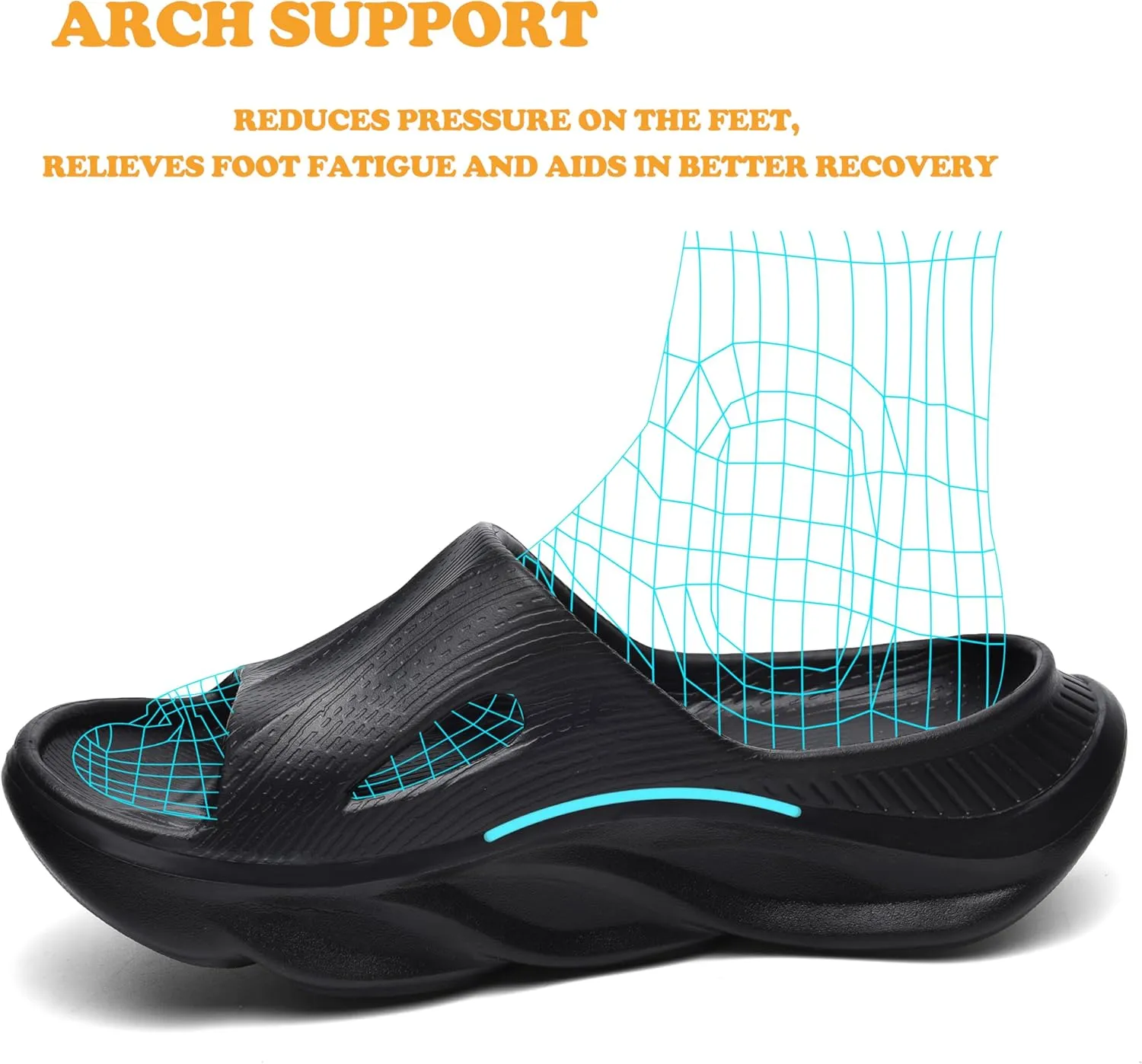 VIYEAR Womens Mens Recovery Slides with Comfortable Plantar Fasciitis Arch Support,Unisex Orthotic Walking Thick Cushion Sport Sandals Reduces Stress on Feet