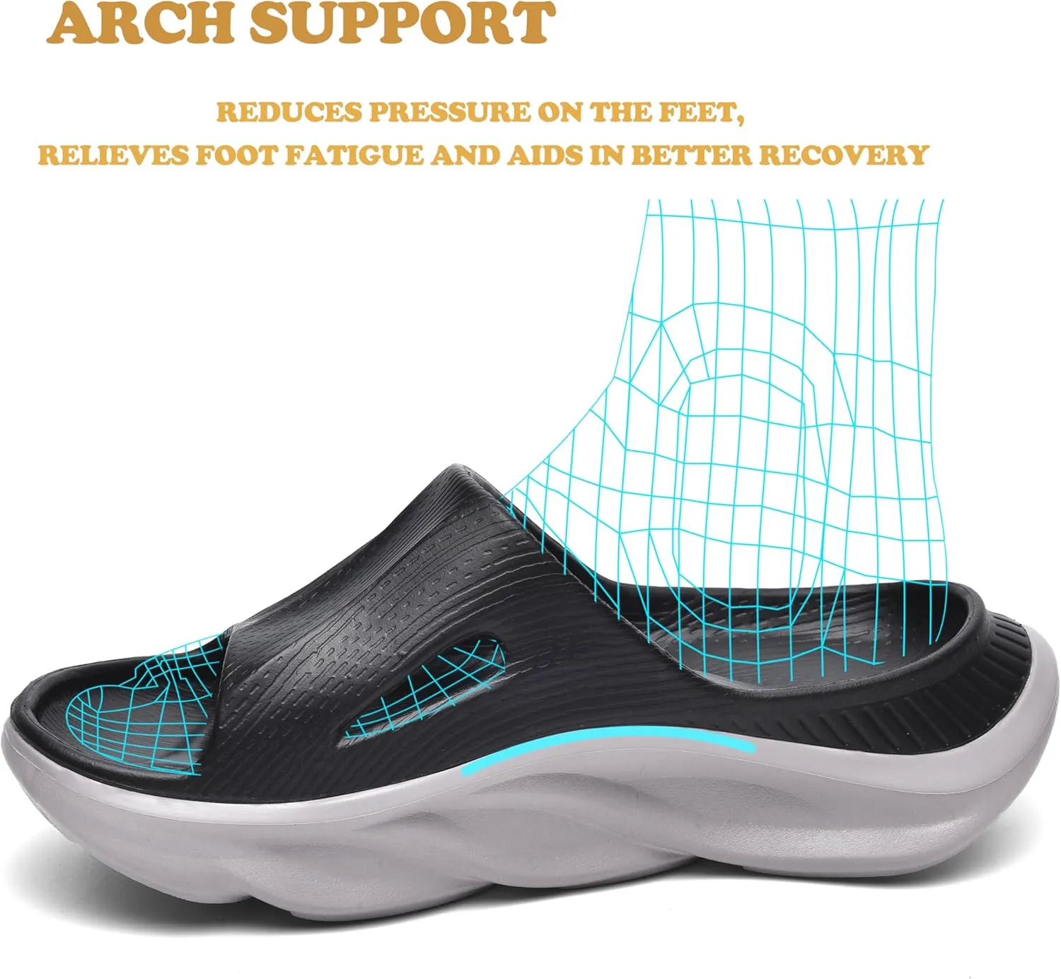 VIYEAR Womens Mens Recovery Slides with Comfortable Plantar Fasciitis Arch Support,Unisex Orthotic Walking Thick Cushion Sport Sandals Reduces Stress on Feet