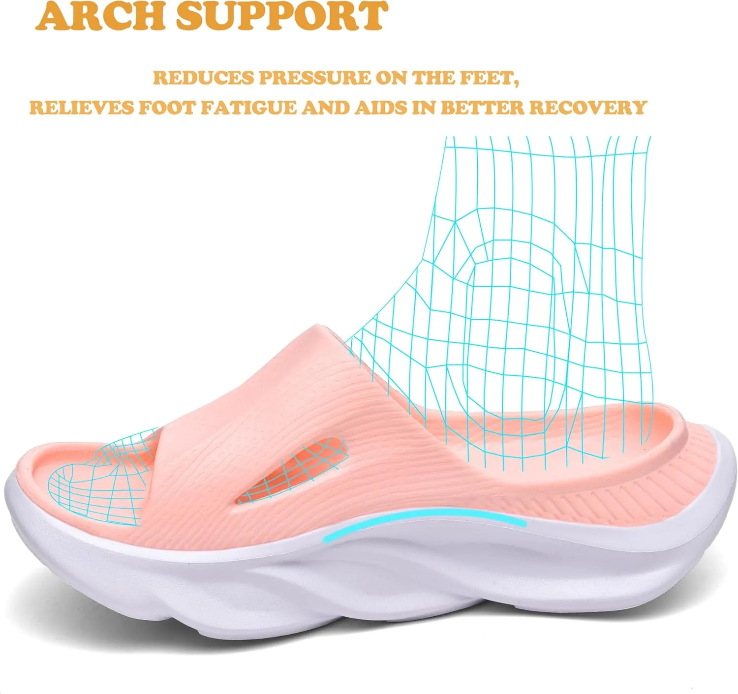 VIYEAR Womens Mens Recovery Slides with Comfortable Plantar Fasciitis Arch Support,Unisex Orthotic Walking Thick Cushion Sport Sandals Reduces Stress on Feet