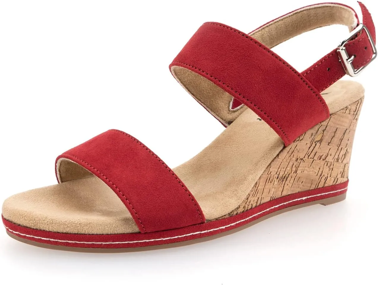 VJH confort Women's Wedge Sandals Buckle Straps Cork Platform Comfort Slingback Dress Open Toe Sandals