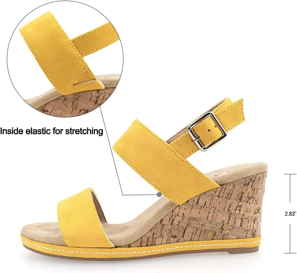 VJH confort Women's Wedge Sandals Buckle Straps Cork Platform Comfort Slingback Dress Open Toe Sandals