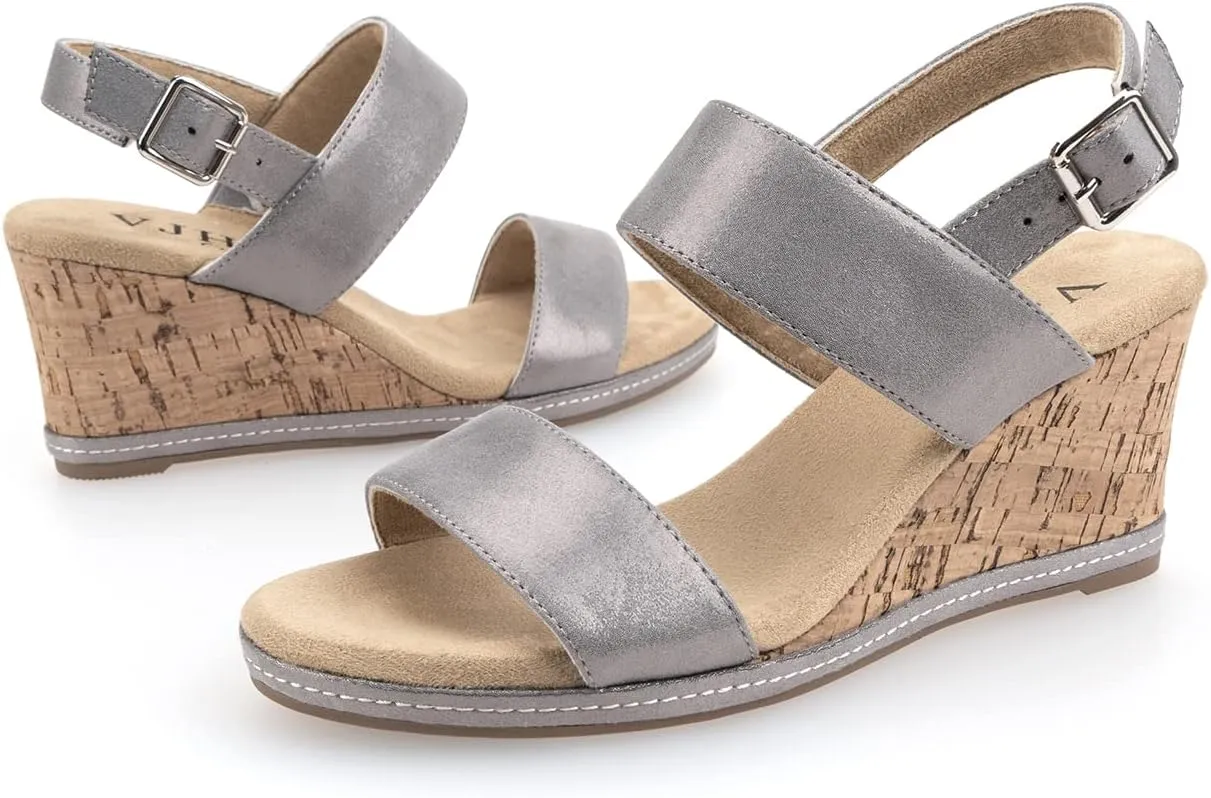 VJH confort Women's Wedge Sandals Buckle Straps Cork Platform Comfort Slingback Dress Open Toe Sandals